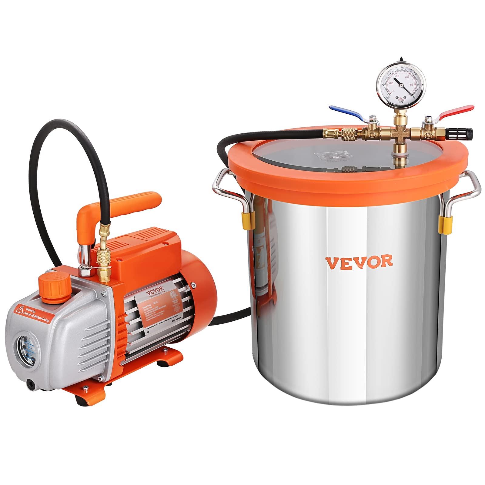 VEVOR vaakumpump koos 19L vaakumkambriga – 100L/min, 150W, 5 Pa vaakumpump puidu stabiliseerimiseks ja vaiguga töötlemiseks – pilt 9