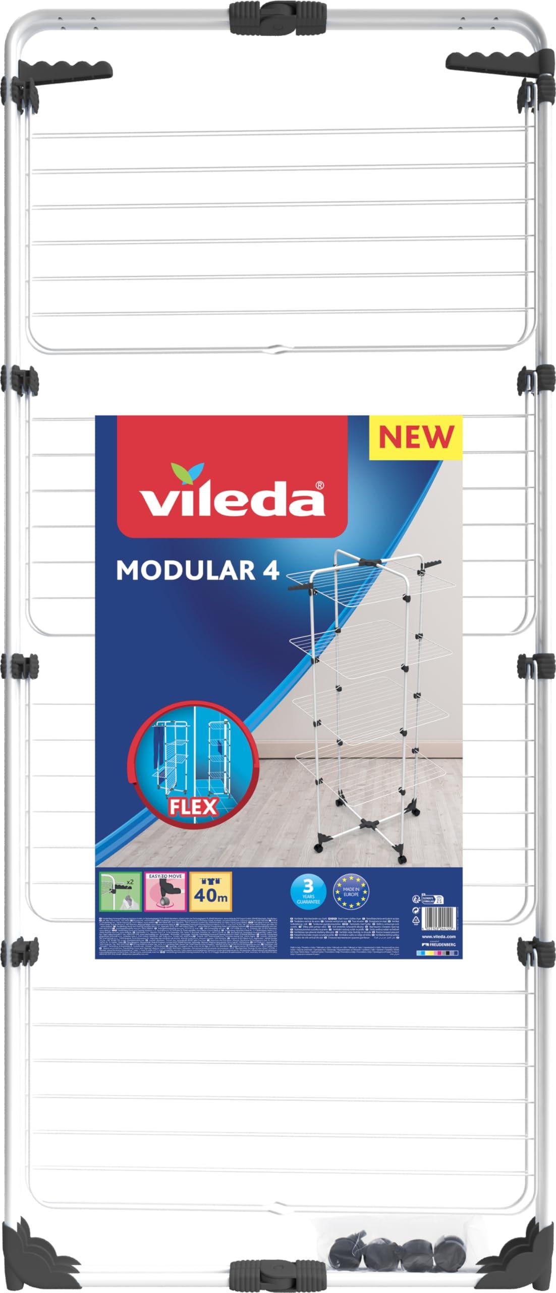 Vileda Modular 4 | 4-korruseline pesukuivatusrest | Modulaarne liigendus | Lihtne liigutada | Sobib sise- ja välistingimustesse | Kokkupandav – detailne vaade