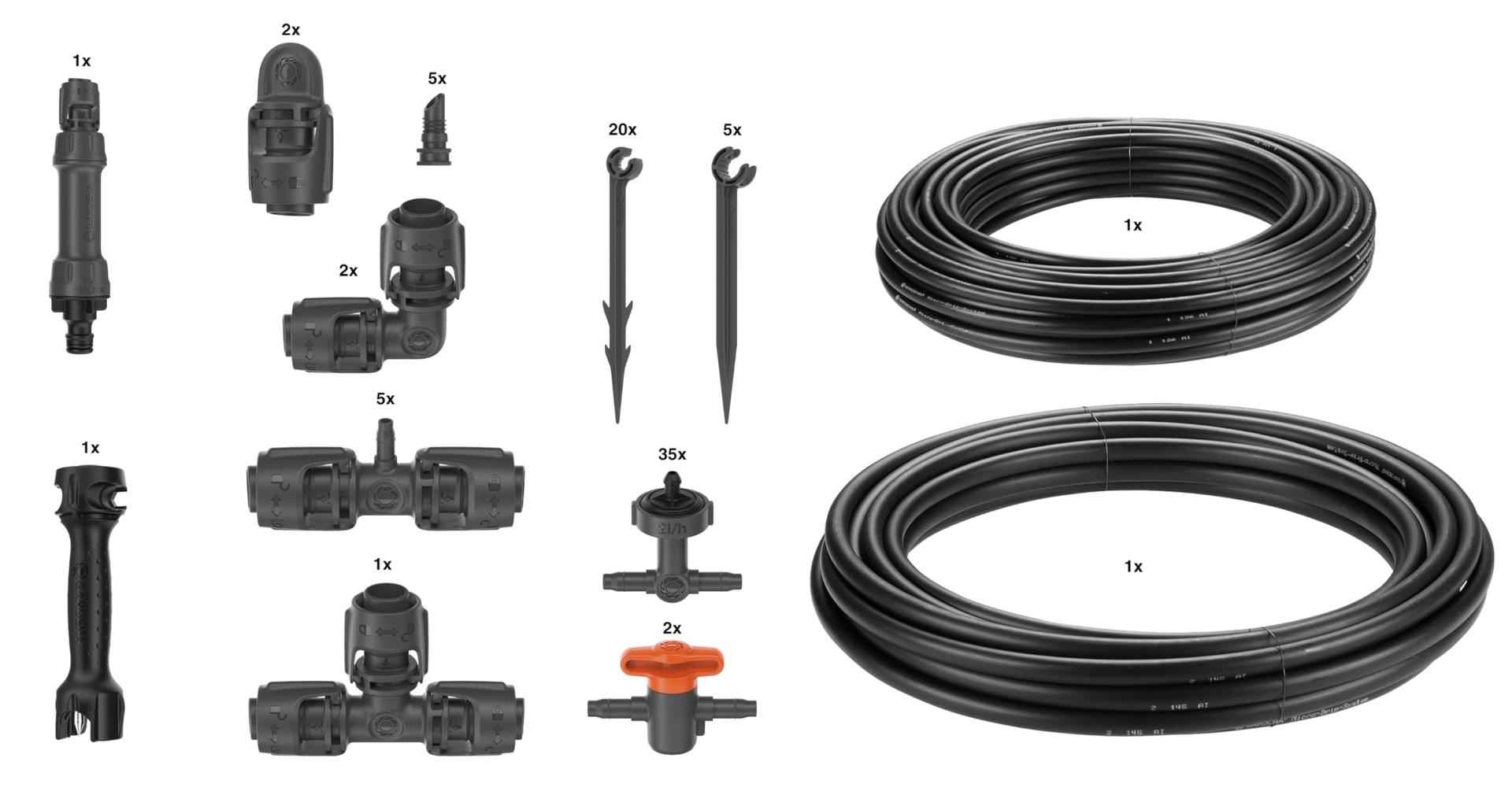 Gardena Micro-Drip-System Tilkkastmissüsteem Kõrgepeenar/Peenar (35 taime): Stardiaab kohese kasutusvalmidusega, veesäästlik kastmissüsteem, lihtne ja paindlik ühendustehnoloogia (13455-20) – lisavaade