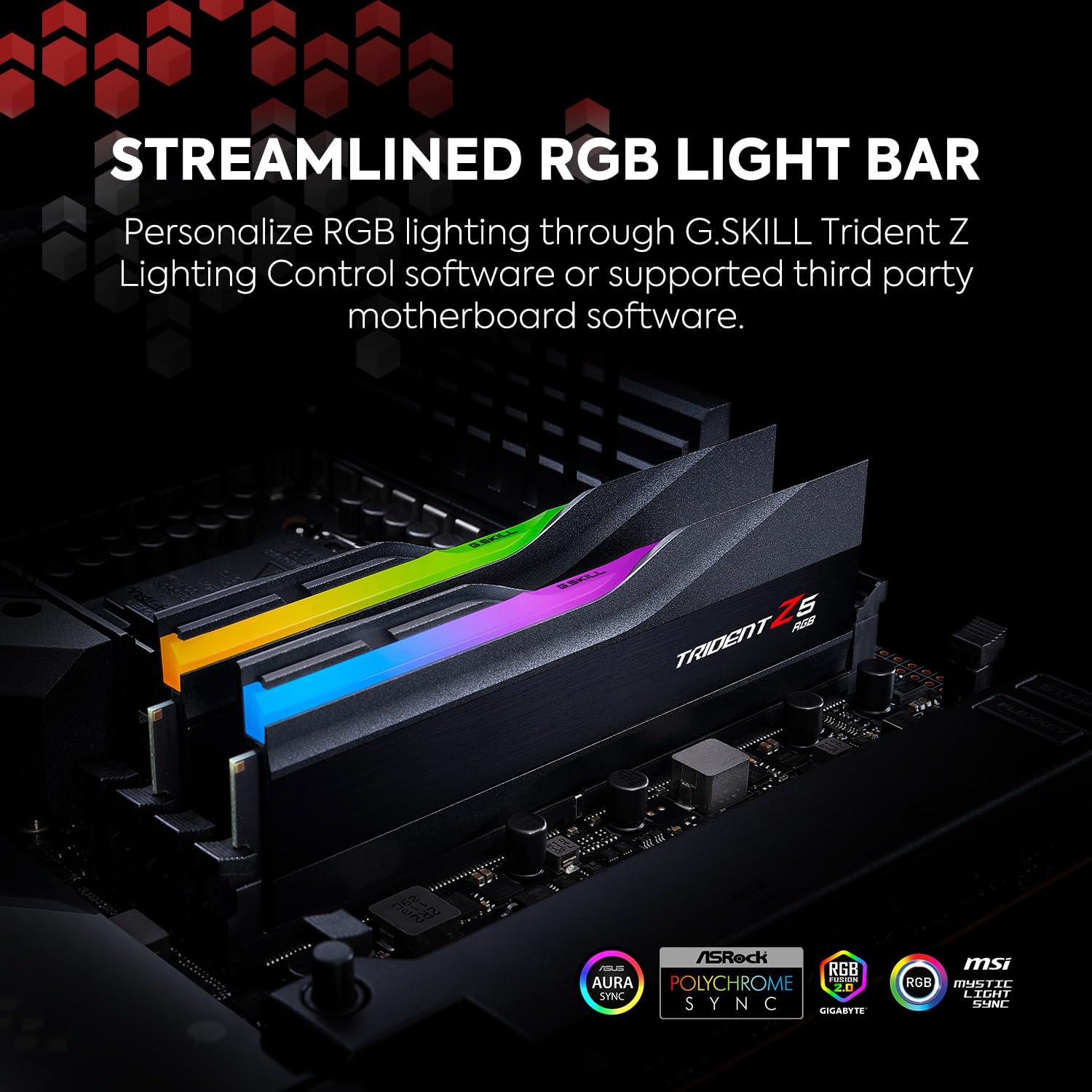 G.Skill Trident Z5 RGB – DDR5 – 64 GB komplekt (2 x 32 GB) – DIMM 288-PIN – 6400 MHz / PC5-51200 – puhverdamata – pakend ja tarvikud