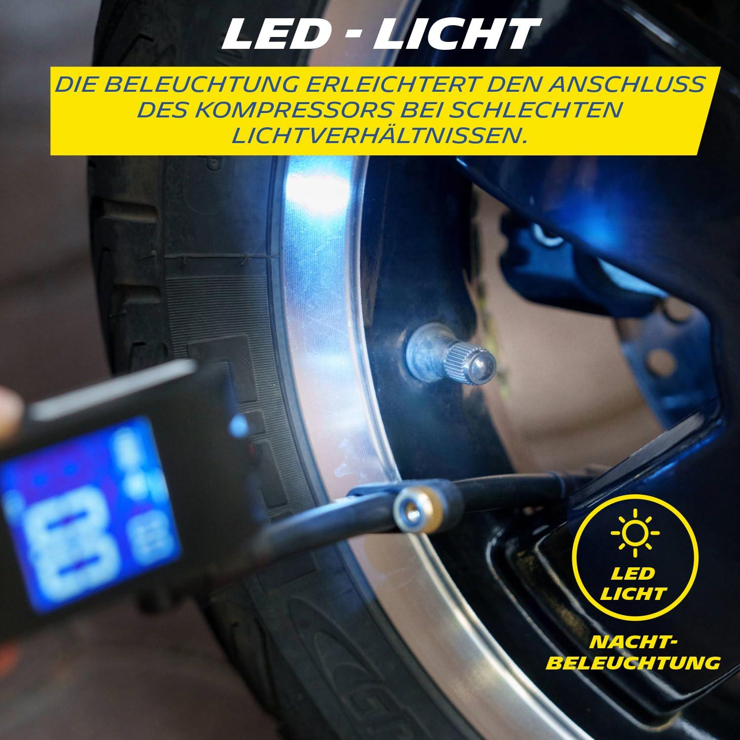 MICHELIN elektriline rattapump | Õhupump | Aku minikompressor LED-valgustusega | 10 Bar/150 PSI, 7,4 V / 2500 mAh, Must – lisavaade