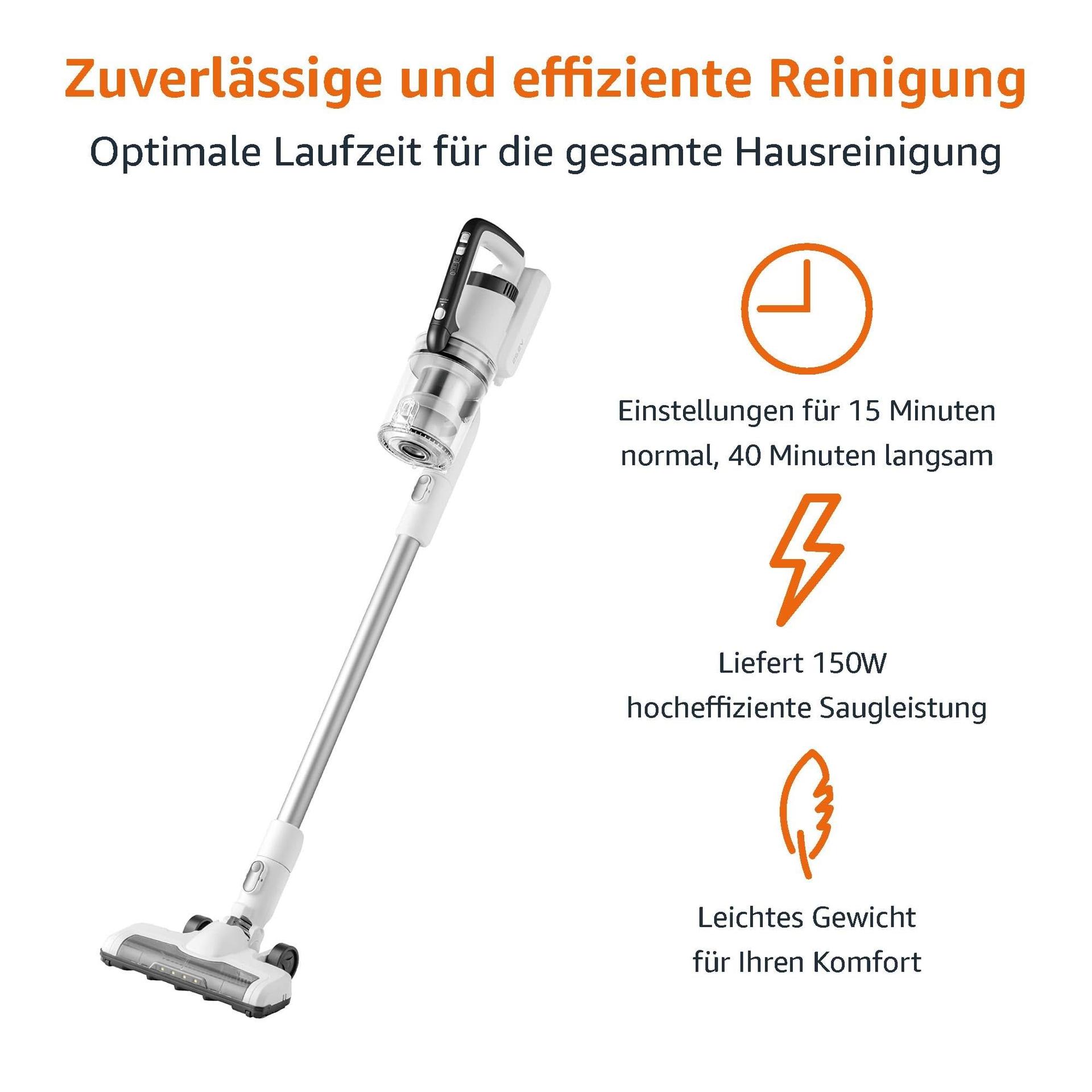 Amazon Basics juhtmeta tolmuimeja, 2-ühes seade, DC-mootoriga, 150 W, 0,7 l, valge/must – pakend ja tarvikud