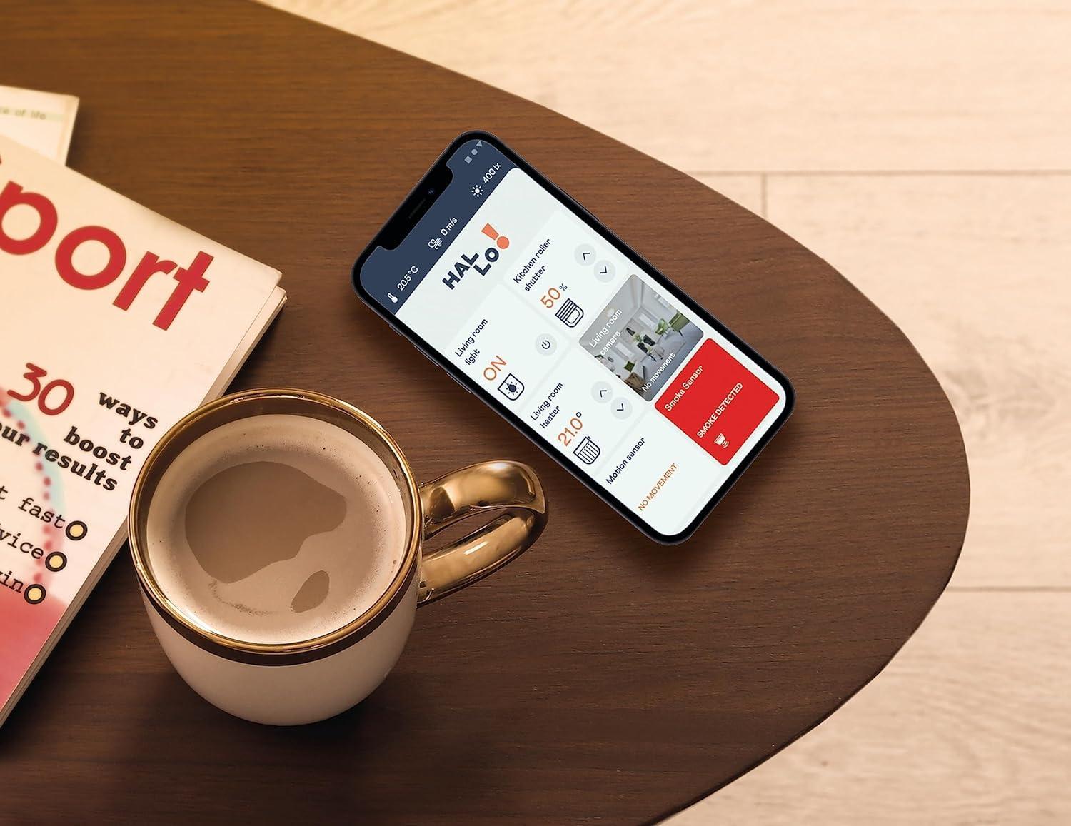 HOMEPILOT Gateway Premium – Nutikodu Keskus koos Rakenduse ja Hääljuhtimisega (Alexa, Google Assistant ühilduvus) – pakend ja tarvikud