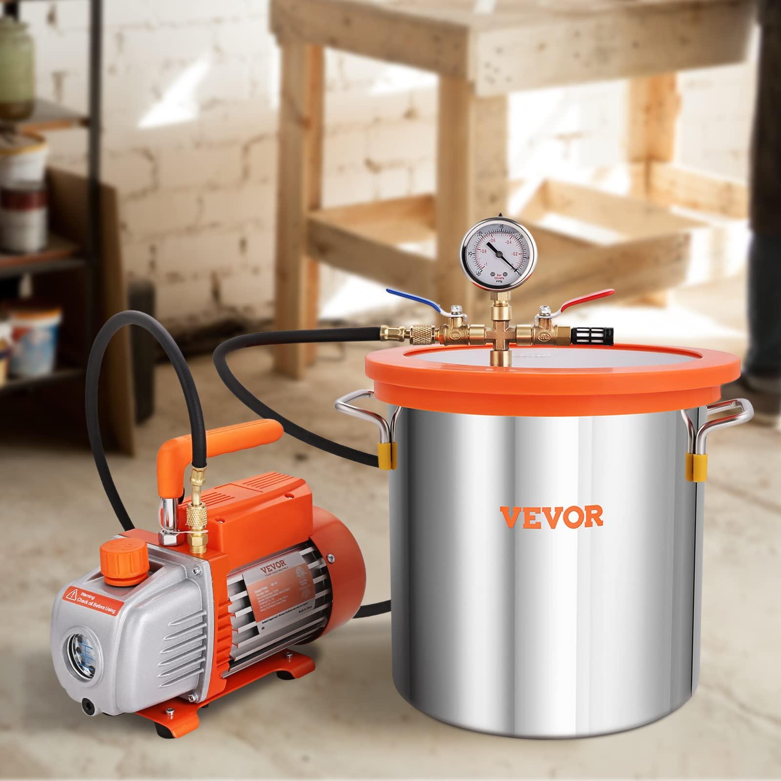 VEVOR vaakumpump koos 19L vaakumkambriga – 100L/min, 150W, 5 Pa vaakumpump puidu stabiliseerimiseks ja vaiguga töötlemiseks – pilt 8