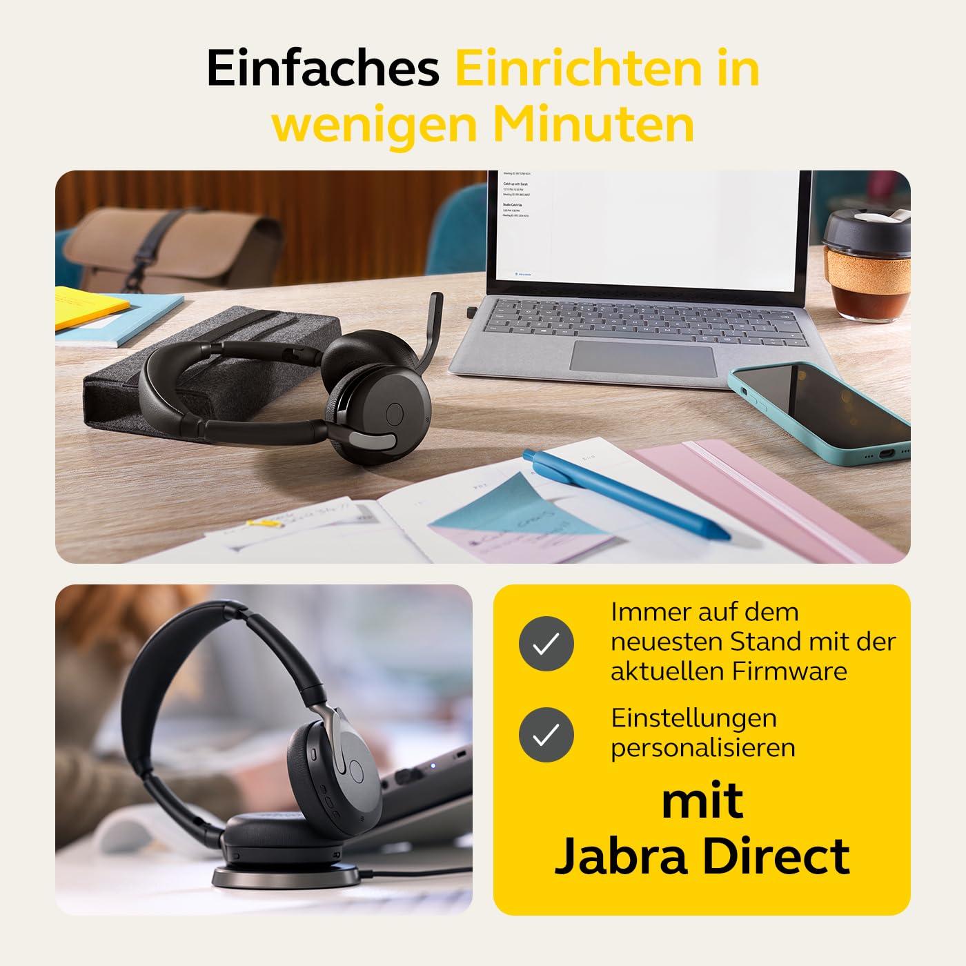 Jabra Evolve2 65 Flex – Juhtmevaba stereo Bluetooth-peakomplekt mürasummutava Jabra ClearVoice tehnoloogiaga ja hübriidse ANC-ga – Ühildub juhtivate UC-platvormidega – Must – lisavaade