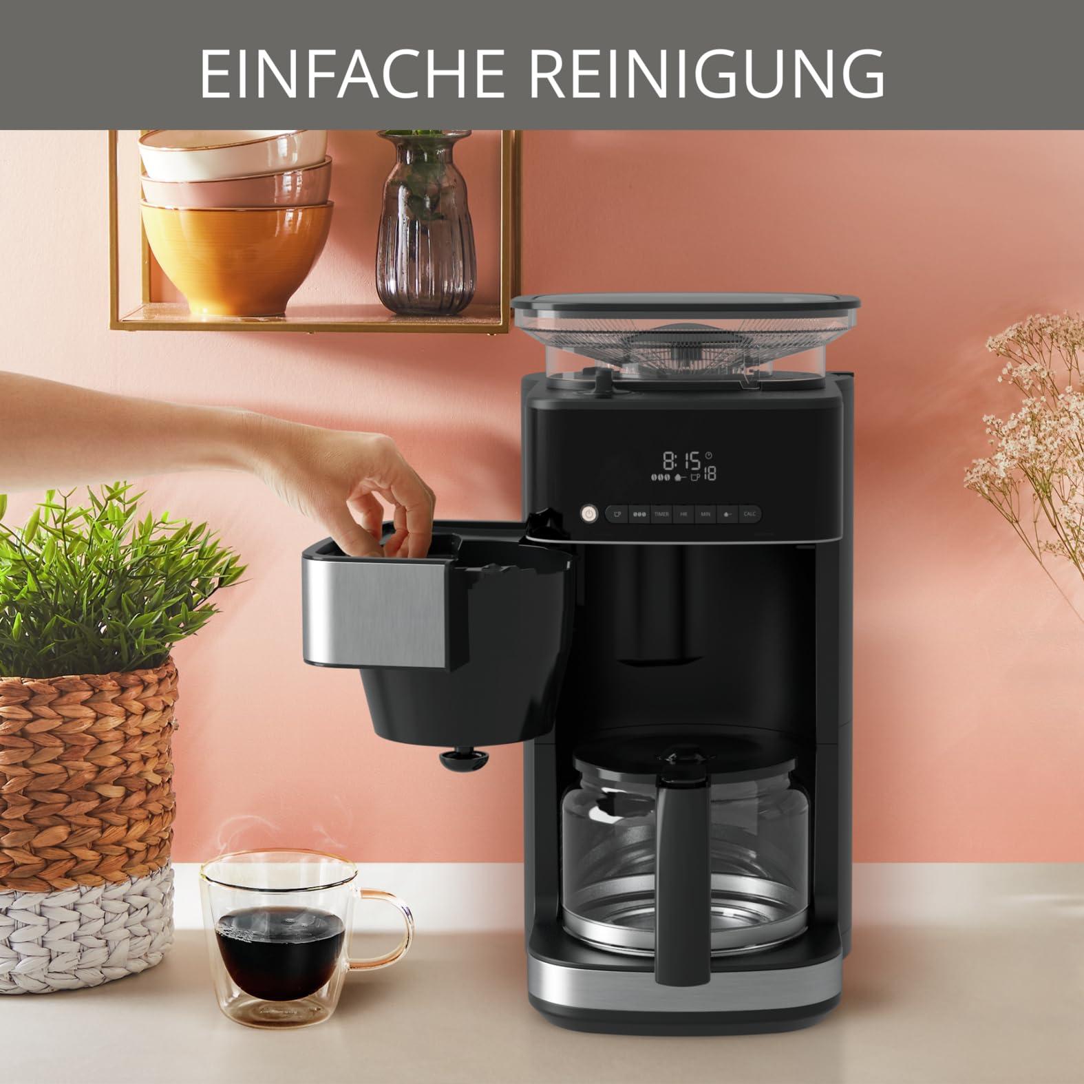 Krups KM8328 Grind Aroma kohvimasin integreeritud veski ja 24-tunnise taimeriga | 180 g oamahuti | 1,25 L mahutavus kuni 15 tassile | Automaatne väljalülitus | 3 jahvatusastet | Must – lisavaade