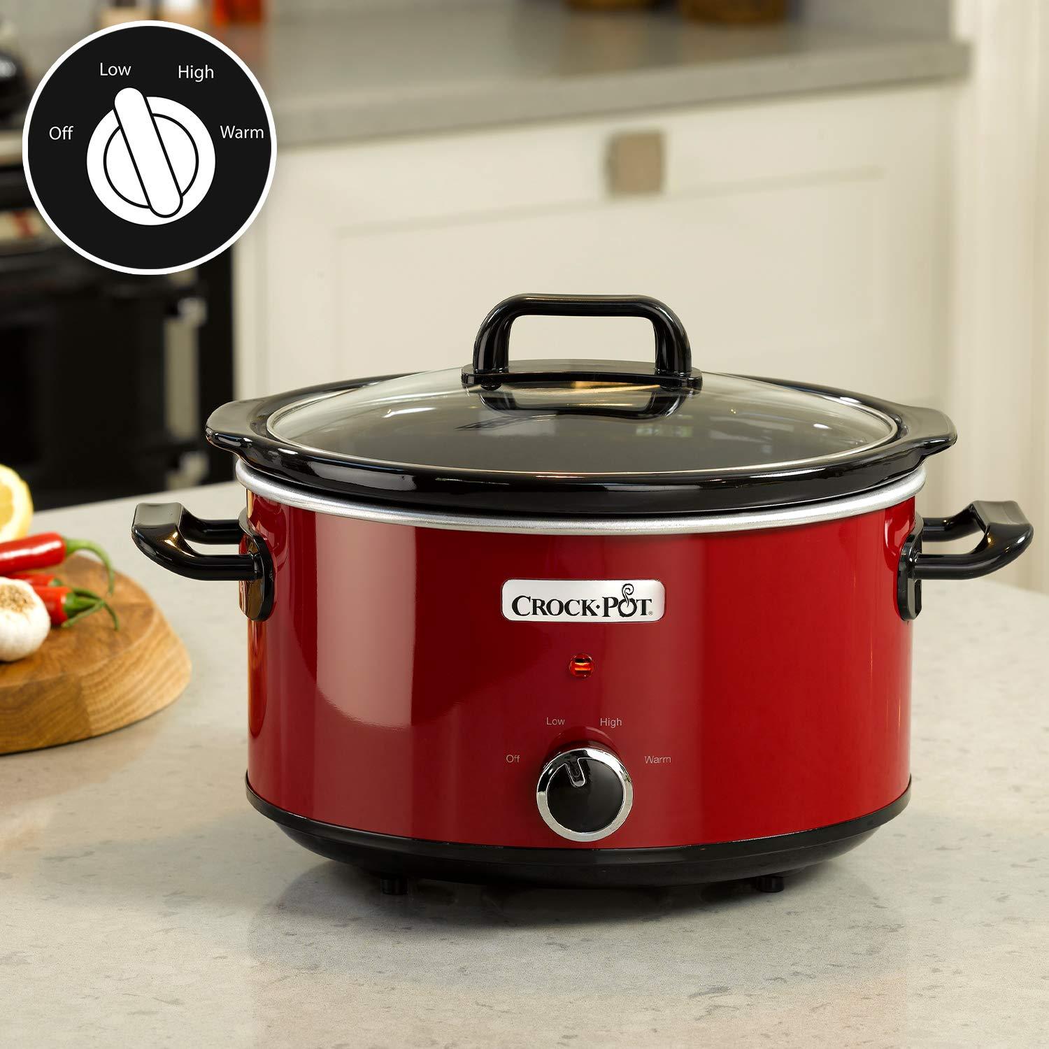 Crock-Pot aeglane keetja | 2 temperatuuriseadet + soojas hoidmise funktsioon | 3,5 liitrit (3-4 inimest) | Punane [SCV400RD] – detailne vaade