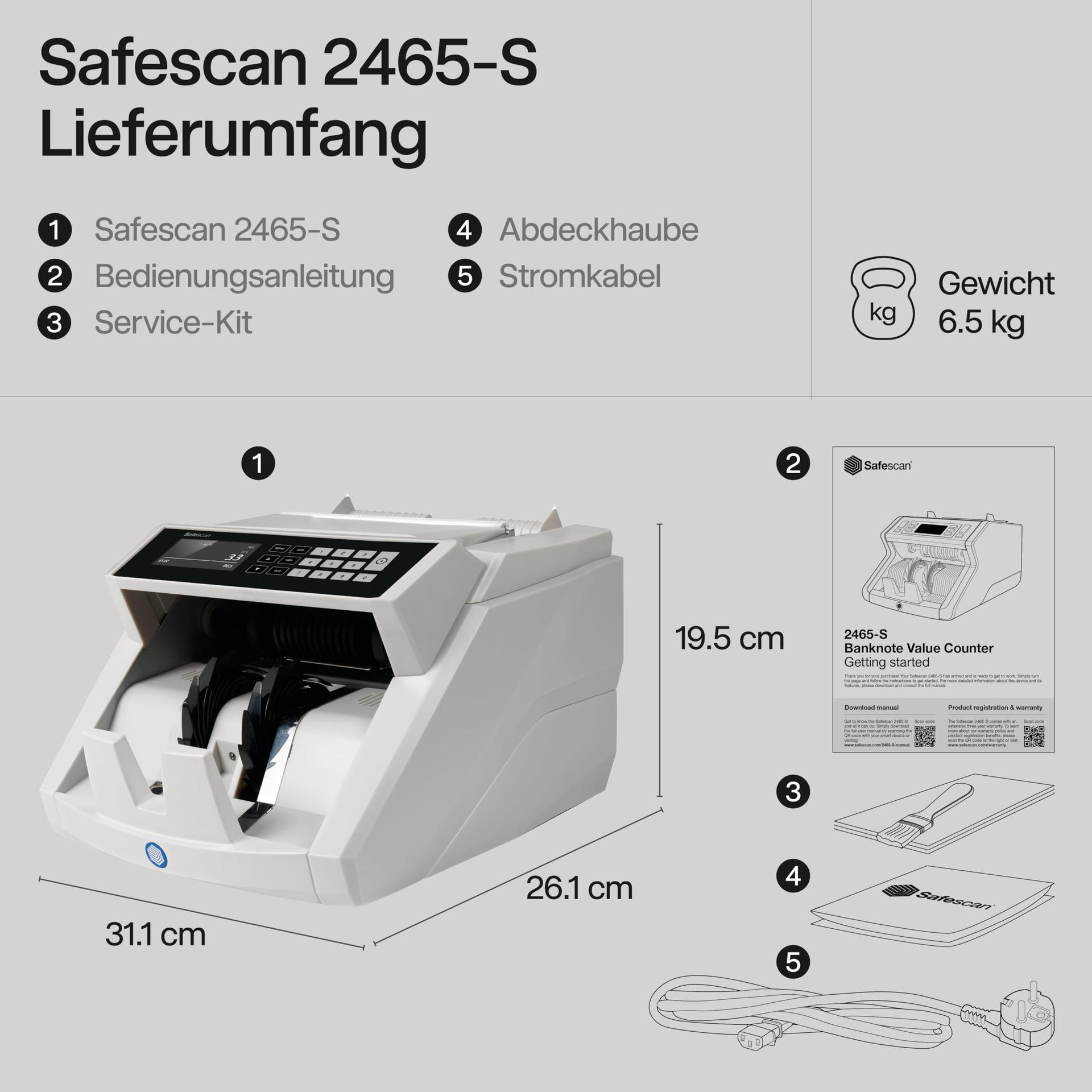 Safescan 2465-S rahaloendur, väärtuse loendamine segatud EUR-pangatähtede jaoks – pangatähtede loendur 7-kordse ehtsuse kontrolliga – pilt 7
