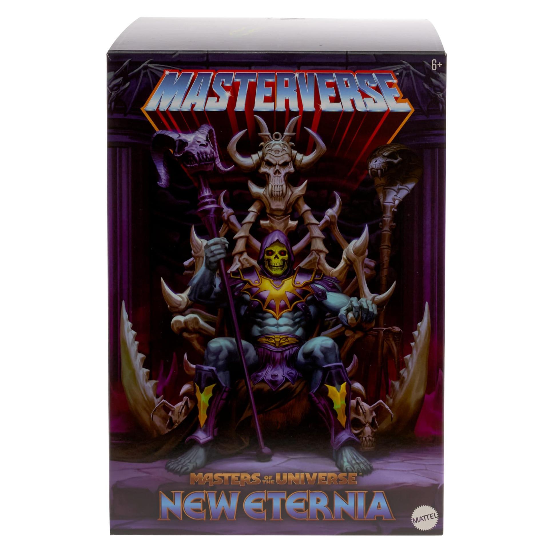 Masters of the Universe Masterverse Skeletor tegevusfiguur ja troonikomplekt, MOTU mänguasi, valgustatud troon, eemaldatav kapuuts ja keep, 2 saua tarvikut, HXX63 – pilt 6