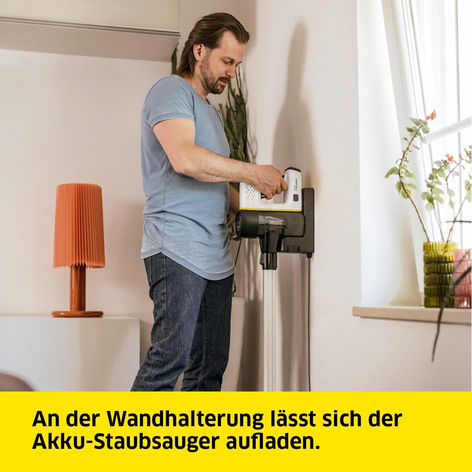 Kärcher juhtmevaba tolmuimeja VC 6 Cordless ourFamily, 2 imemisrežiimi, kuni 50 min tööaeg, kaal 2,8 kg, 25,2 V aku, seinakinnitus laadimisfunktsiooniga, põranda- ja piludüüs, tolmuhari, valge – pilt 7