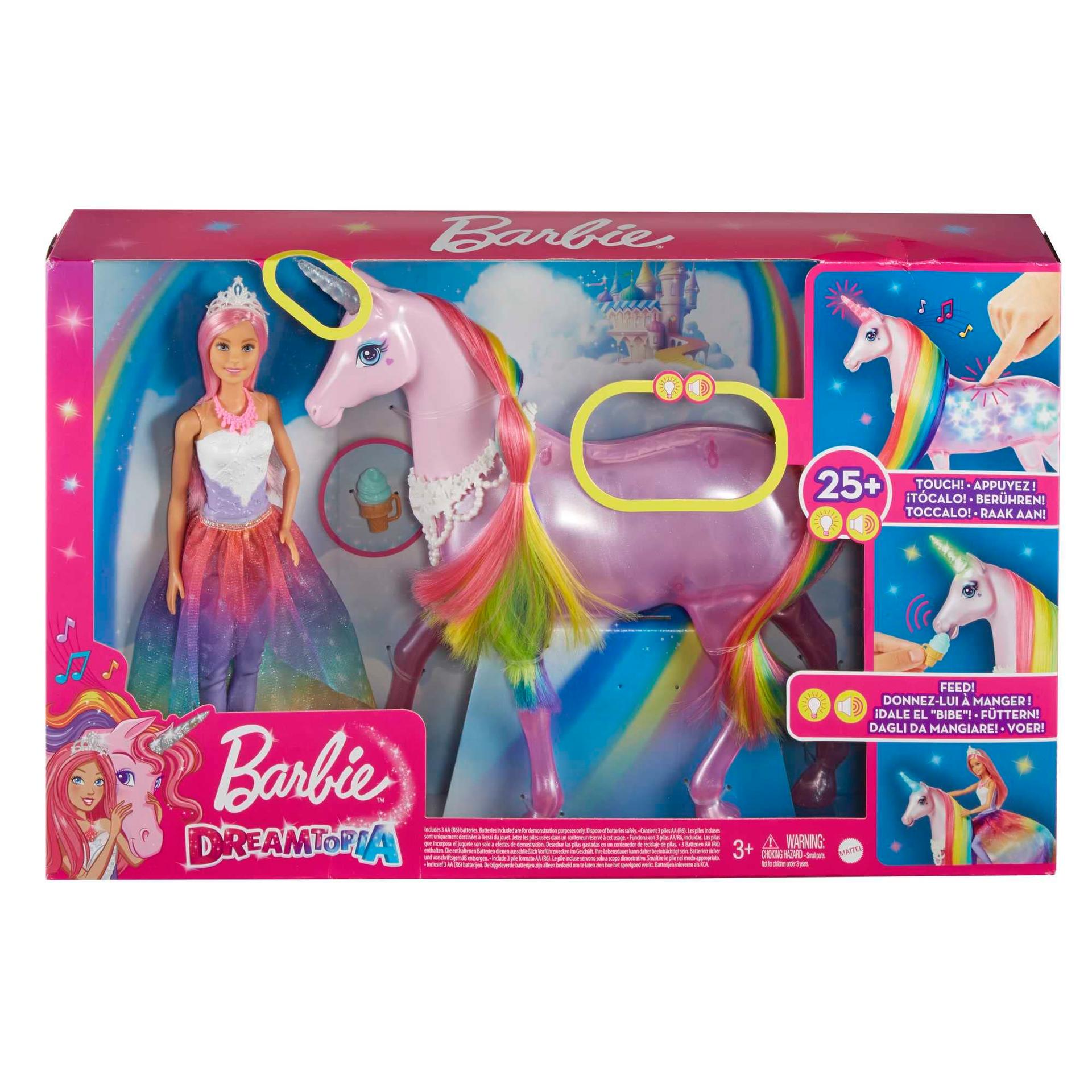 Barbie Dreamtopia Maagilise Võluvalguse Ükssarvik, 25+ valguse ja heliefektiga, koos Barbie-nuku ja ükssarvikuga, kingitus lastele alates 3. eluaastast, GWM78 – pilt 6