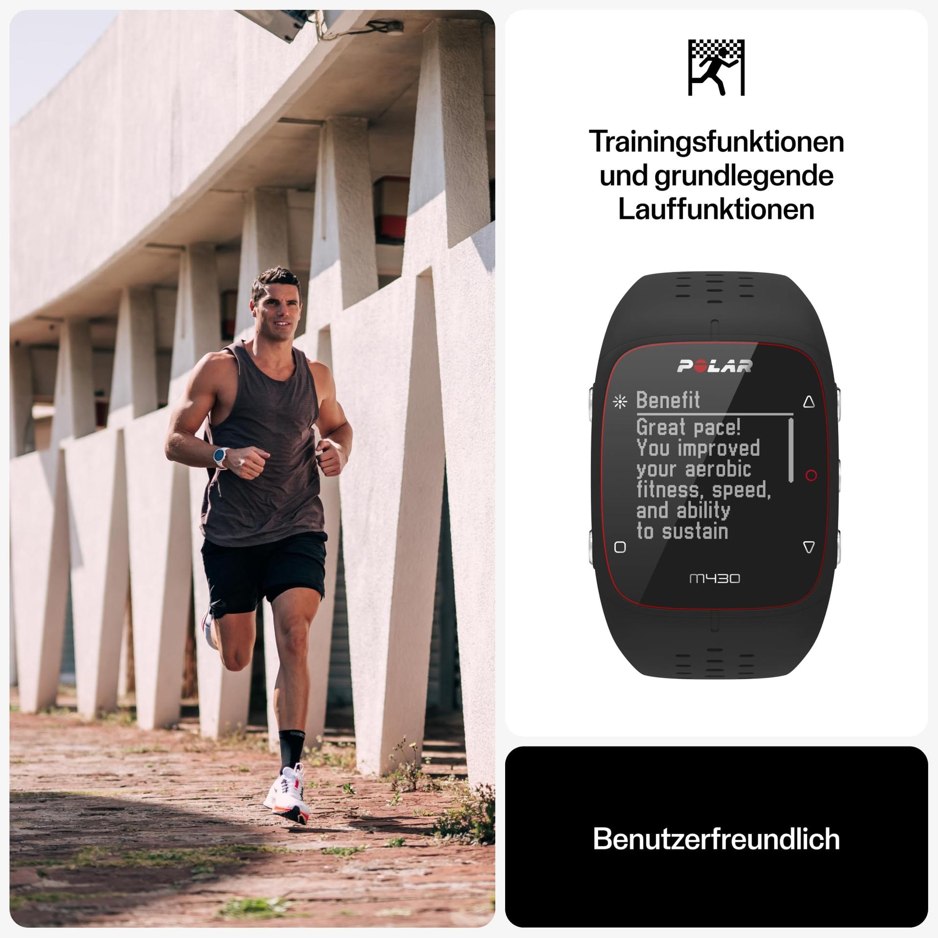 Polar M430 – Ainult Amazonis – GPS-spordi kell jooksjatele – Randmepõhine pulsimõõtja, aktiivsuse ja une jälgimine ööpäevaringselt, vibratsioonialarmid, suurus M – pakend ja tarvikud