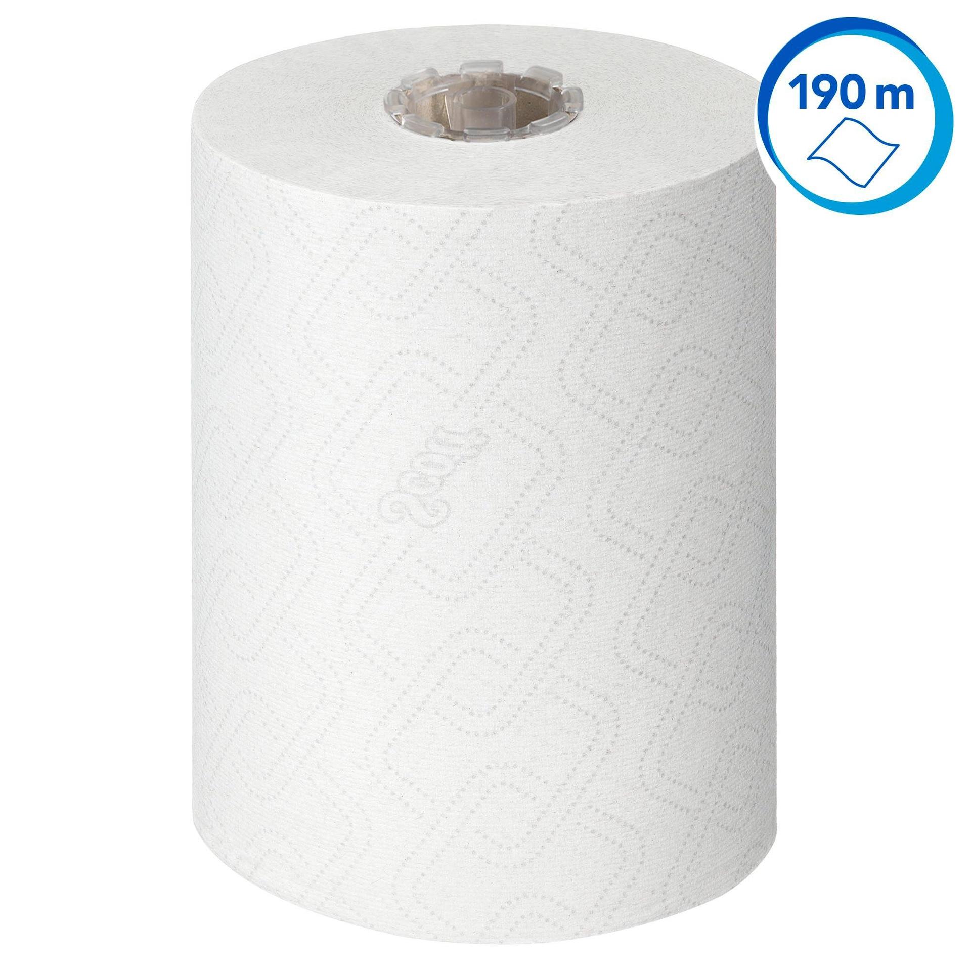 Scott Essential Slimroll rullpaber 6695, paberkäterätikud – 6 x 190 m valged paberrätikud, 6 x 190 m (kokku 1 140 m) – pakend ja tarvikud