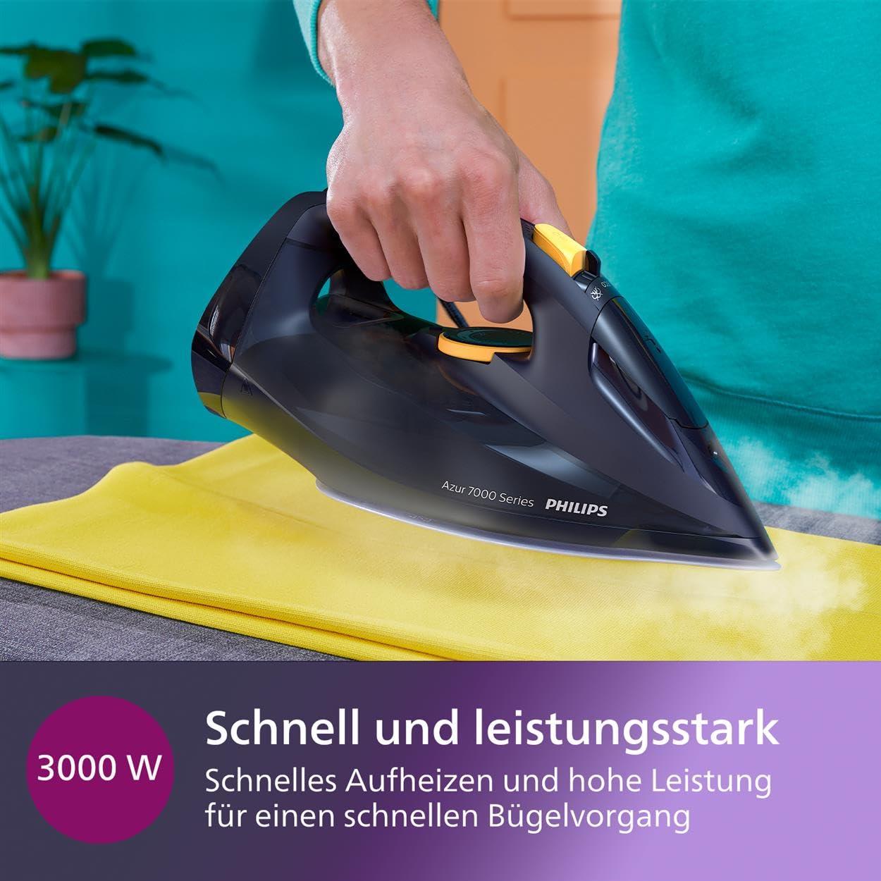 Philips Series 7000 aurutriikraud – 3000 W, pidev auruvoog 55 g/min, auruimpulss 250 g, vertikaalaur, SteamGlide Elite tallaplaat, sinine/kollane (DST7060/20) – lisavaade