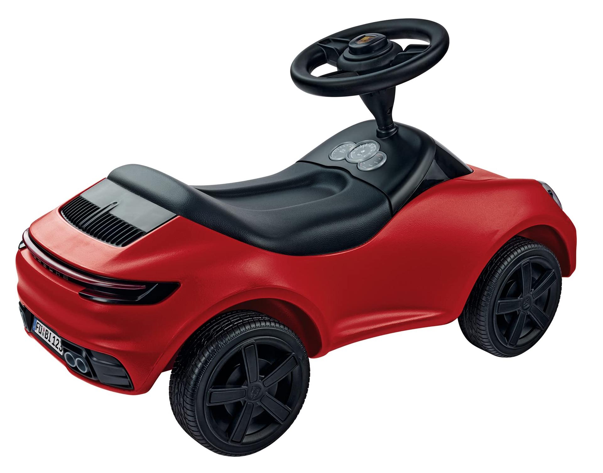 BIG – Baby Porsche 911 – Kujundatud Porsche Design Studios poolt, laiade vaiksete rehvide ja hea haarduvusega rooliga, lükatav auto, lastele alates 18. elukuust, punane – pakend ja tarvikud
