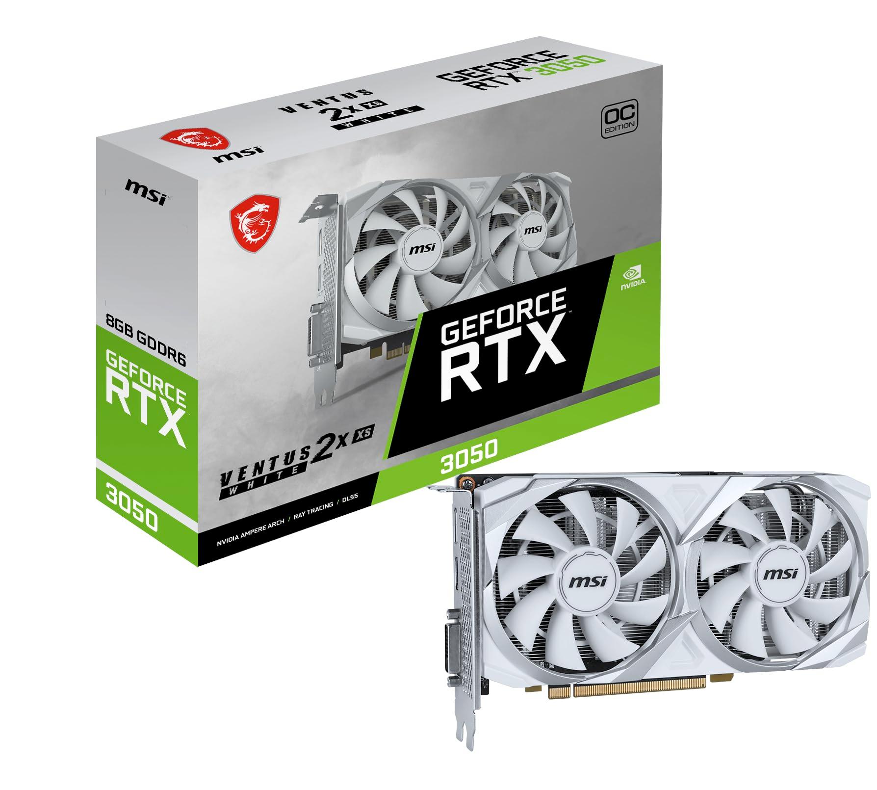 MSI GeForce RTX 3050 Ventus 2X XS White 8G OC – 8GB GDDR6 mälu, 128-bit, 14 Gbps