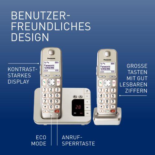 Panasonic KX-TGE262GN juhtmevaba telefon koos kõneleja ja vastajaga (kuni 1 000 telefoninumbri blokeerimine