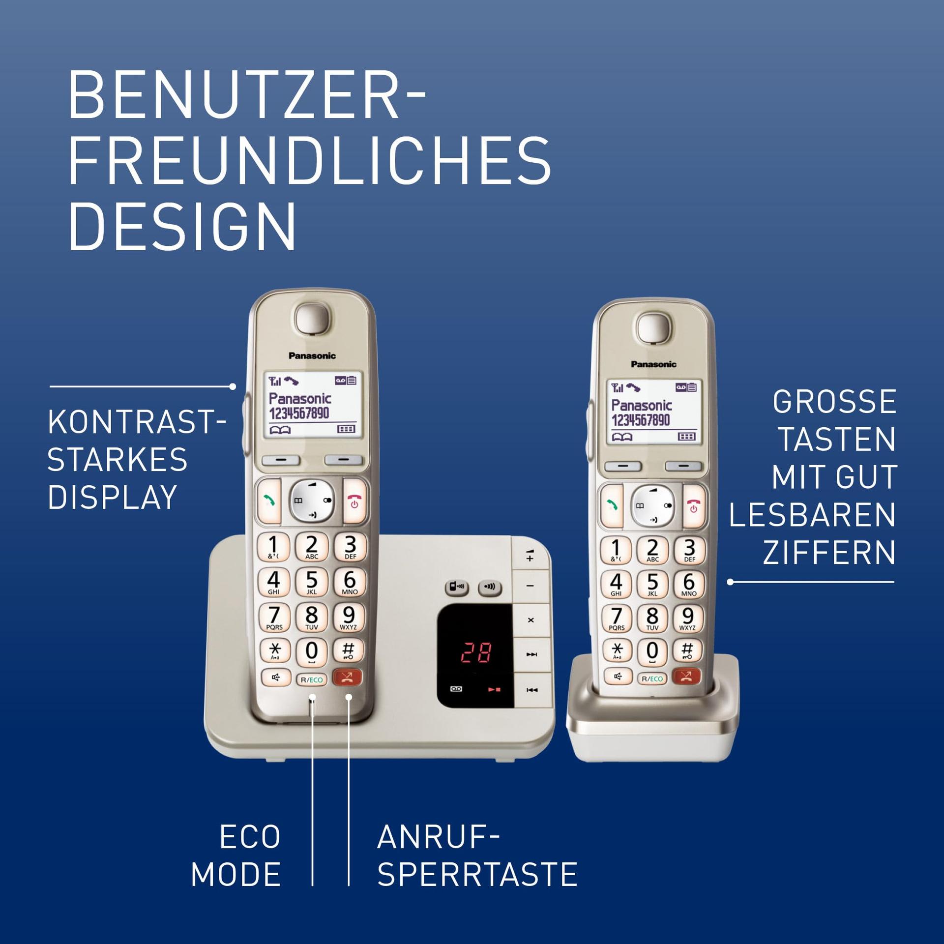Panasonic KX-TGE262GN juhtmevaba telefon koos kõneleja ja vastajaga (kuni 1 000 telefoninumbri blokeerimine, suur kontrastne kirjasuurus, eriti vali kuuldi, täisdublex valjuhääldi) – detailne vaade