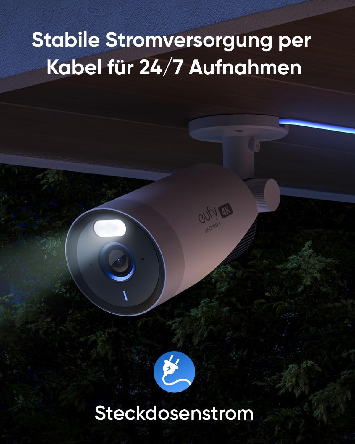 eufy Security eufyCam E330 (Professionaalne) lisajärelvalvekaamera õue jaoks, 4K, 24/7 salvestus, toiteallikaga, tugevdatud Wi-Fi, näotuvastuse AI, ilma kuutasudeta, vajab HomeBase 3 – lisavaade