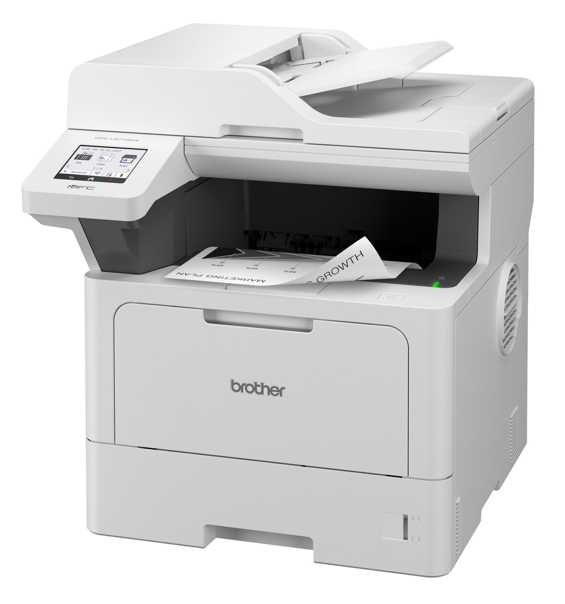 Brother MFC-L5710DW 4-ühes multifunktsionaalne printer must-valge (A4, 48 lk/min, 1200×1200 DPI, LAN, WLAN, Duplex-ADF, 250-leheline paberikassett) valge/hall – detailne vaade