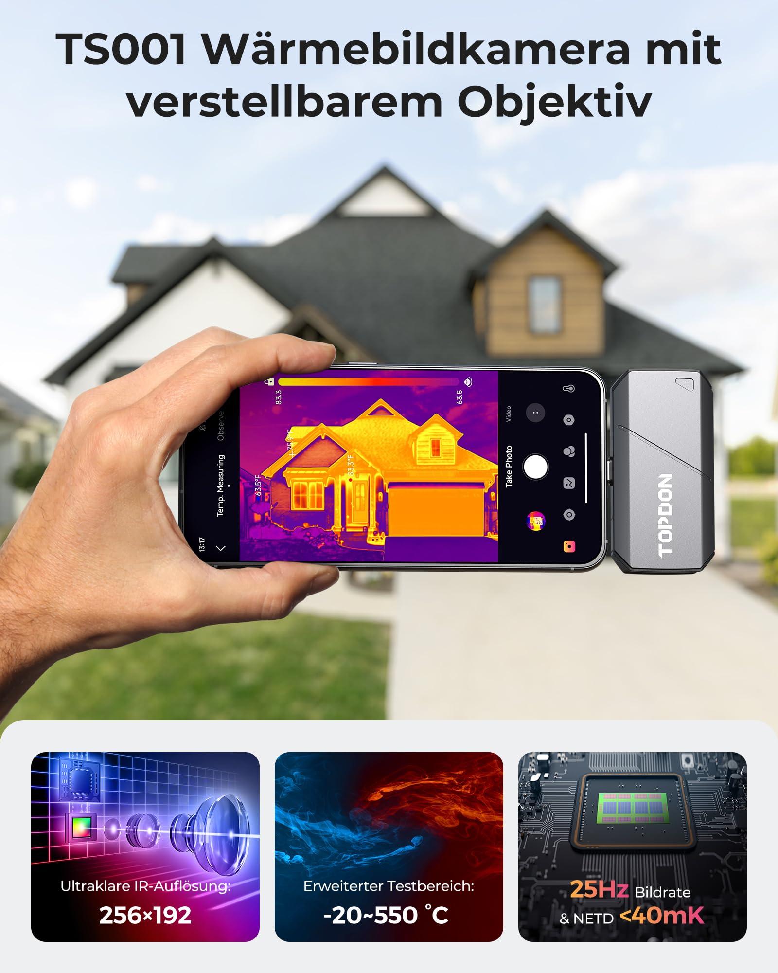 TOPDON TS001 soojuskaamera Androidile, 9 mm reguleeritava objektiiviga, vaatluskaugus 0,1 kuni 500 m, 512 x 384 IR-eraldusvõimega, käsitsi fokuseeritav soojuskaamera trükkplaatide, õueskasutuse ja jahi jaoks – kasutusnäide