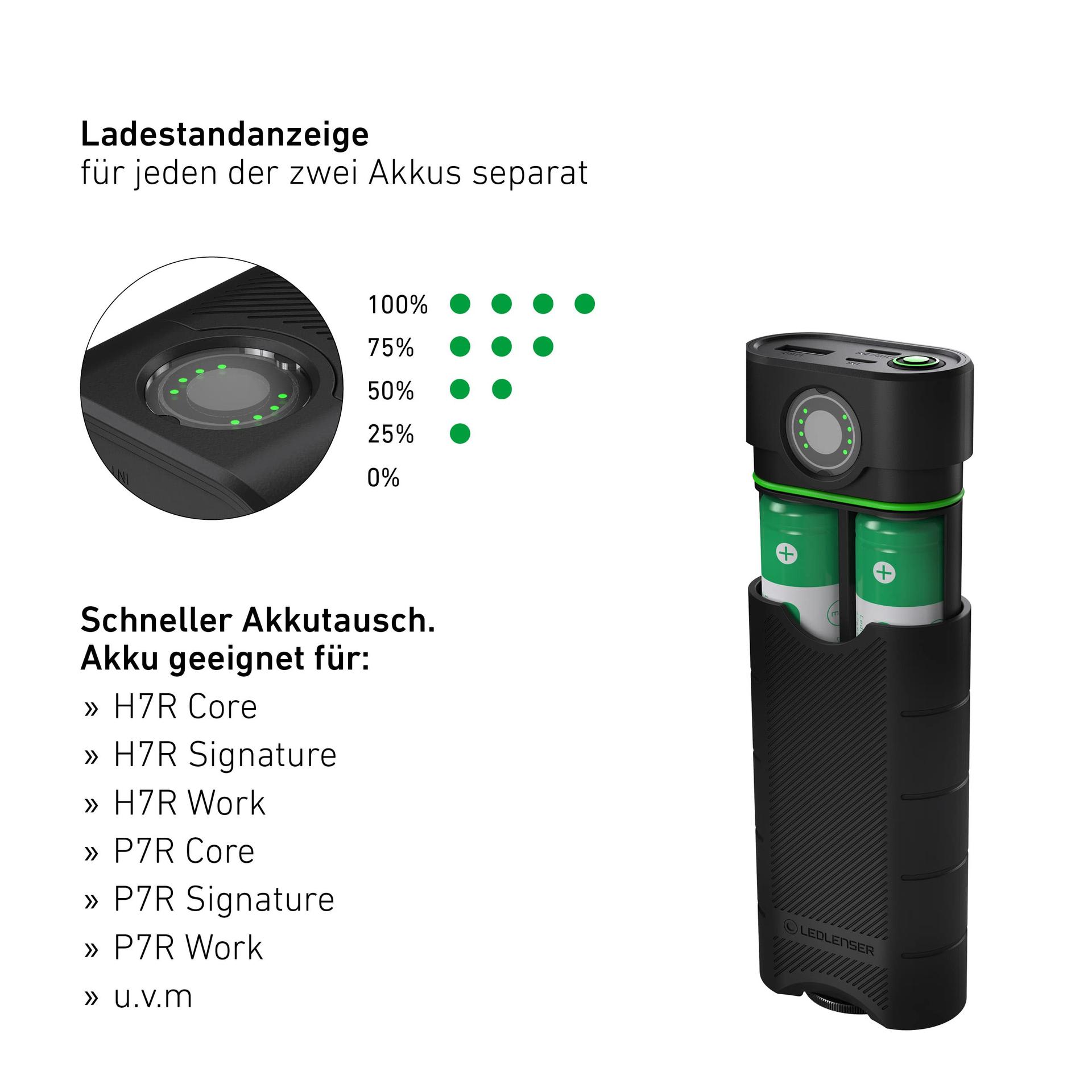 Ledlenser Flex10 Outdoor USB-C toitepank laadija, 2 eemaldatavat liitiumakut tüüp 21700, kiire laadimine, vastupidav korpus, IP65 kaitse tolmu, vee ja lühise eest, laadimis- ja mahtuvuse näidik – pilt 6