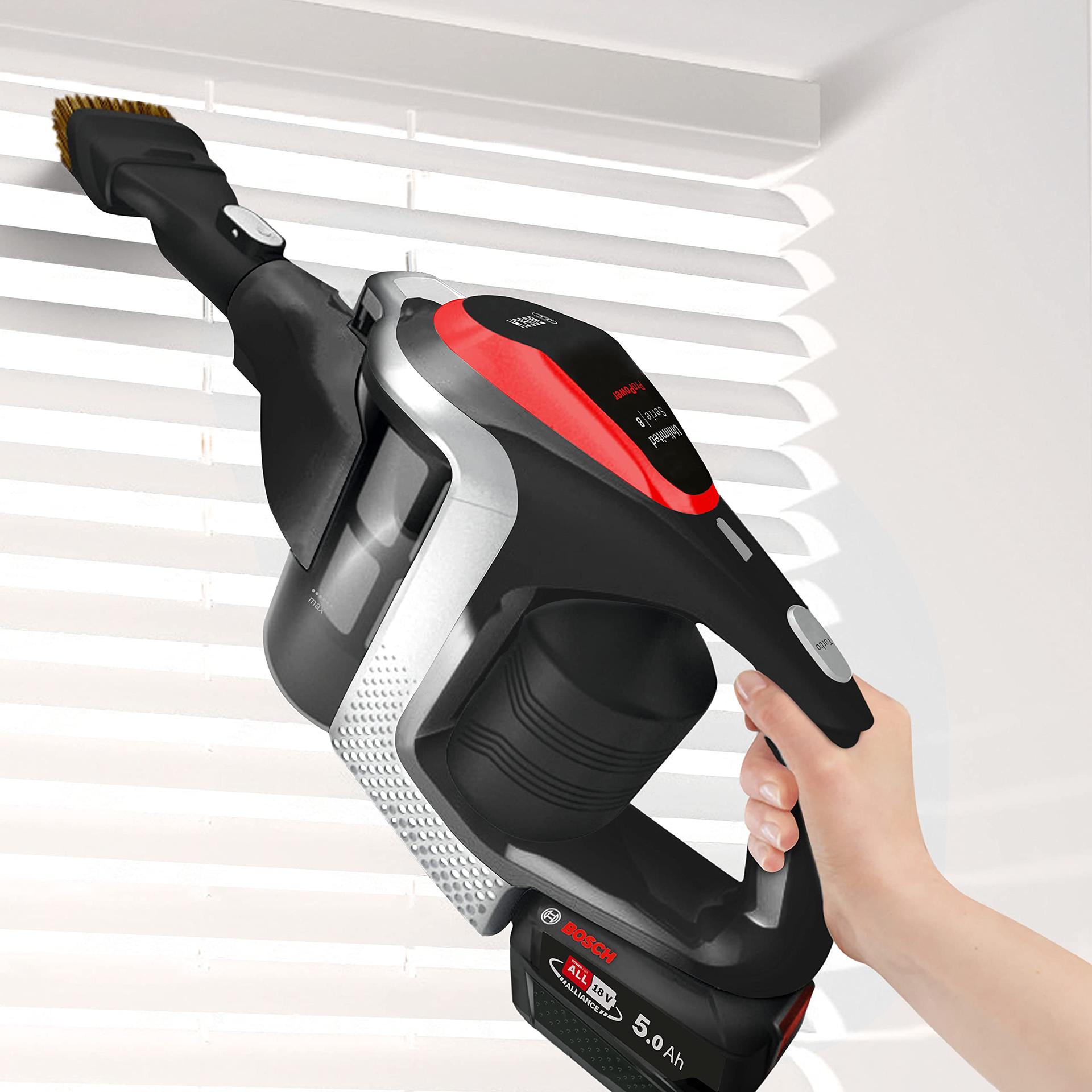 Bosch juhtmevaba akuga tolmuimeja Unlimited ProPower Serie 8 BSS81POW1, kotivaba, hügieenifilter, suur imemisvõimsus, pikk tööaeg, kiire laadimine, piludüüs, must – pilt 8