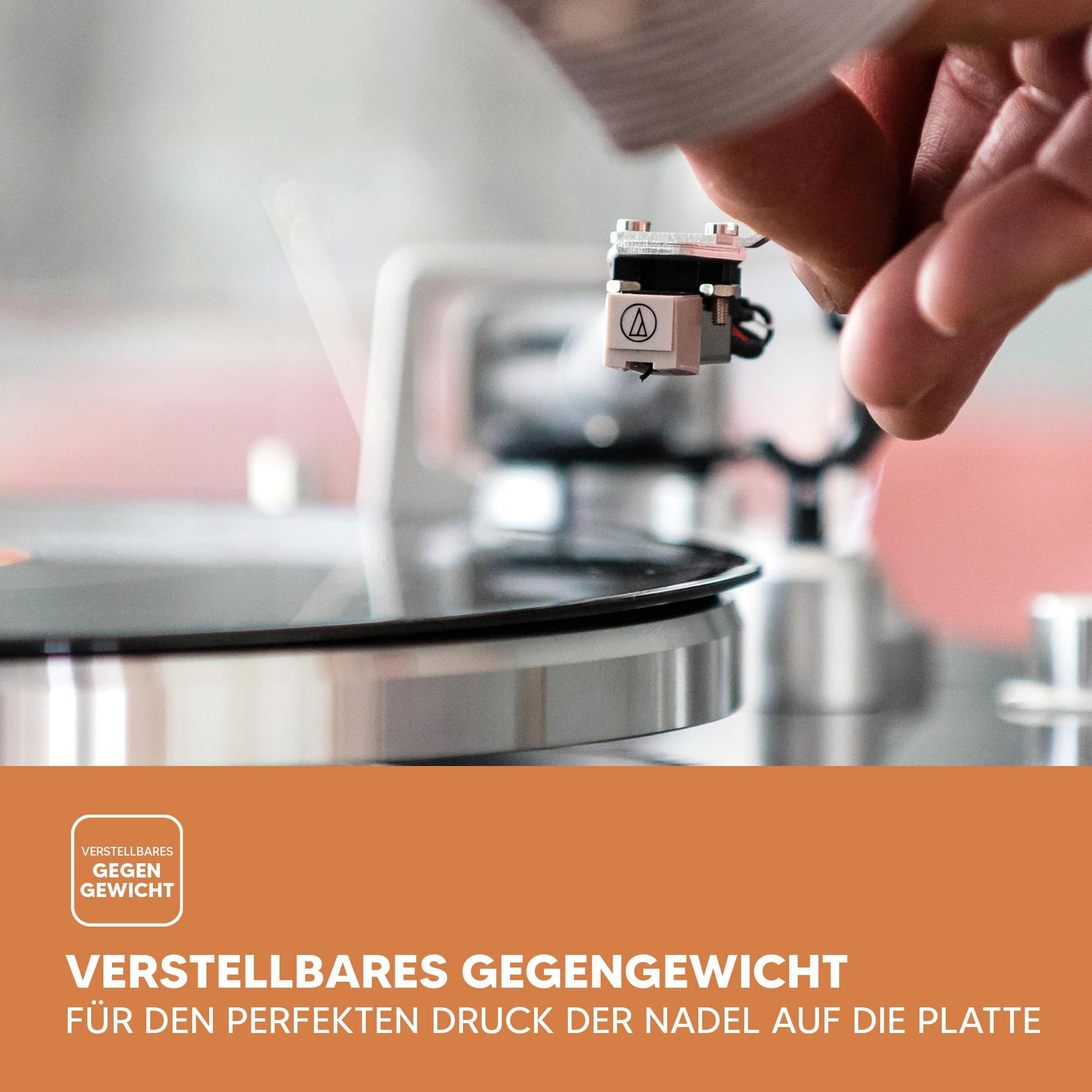 Lenco LBT-188 Plaadimängija – Bluetooth-plaadimängija – Rihmülekanne – 2 kiirust 33 ja 45 p/min – Anti-Skating – Vinüülplaatide digitaliseerimine MP3-ks – Tumepruun, LBT-188 WA, Pähkel – pakend ja tarvikud