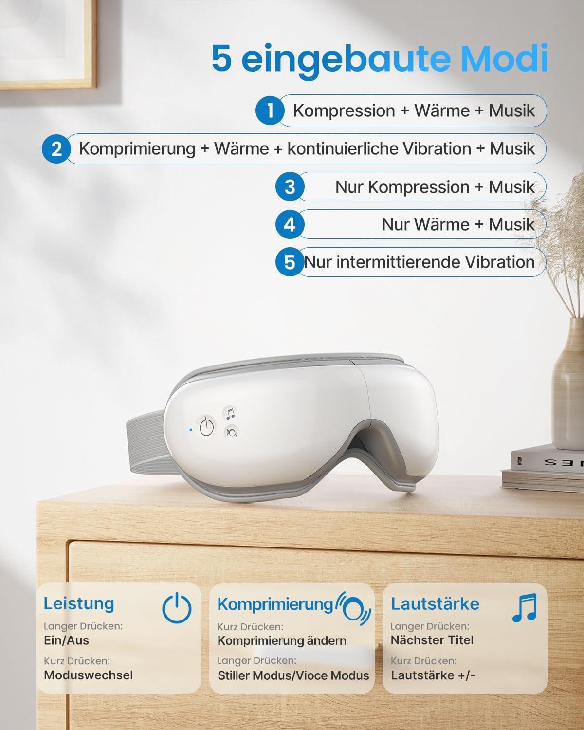 RENPHO Eyeris 1 – Silmamasseerija soojenduse, vibratsiooni ja Bluetooth-muusikaga – lisavaade