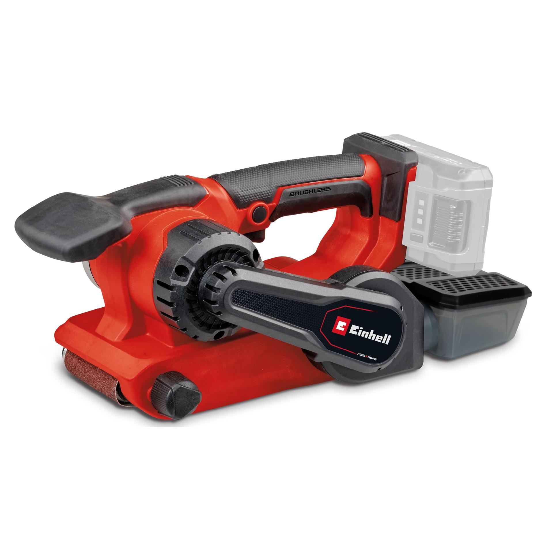 Einhell Professional aku-lintlihvija TP-BS 18/457 Li BL-Solo Power X-Change (18 V, Li-Ion, harjadeta mootor, 3x P80 lihvlint 457×75 mm, ilma aku ja laadijata), punane