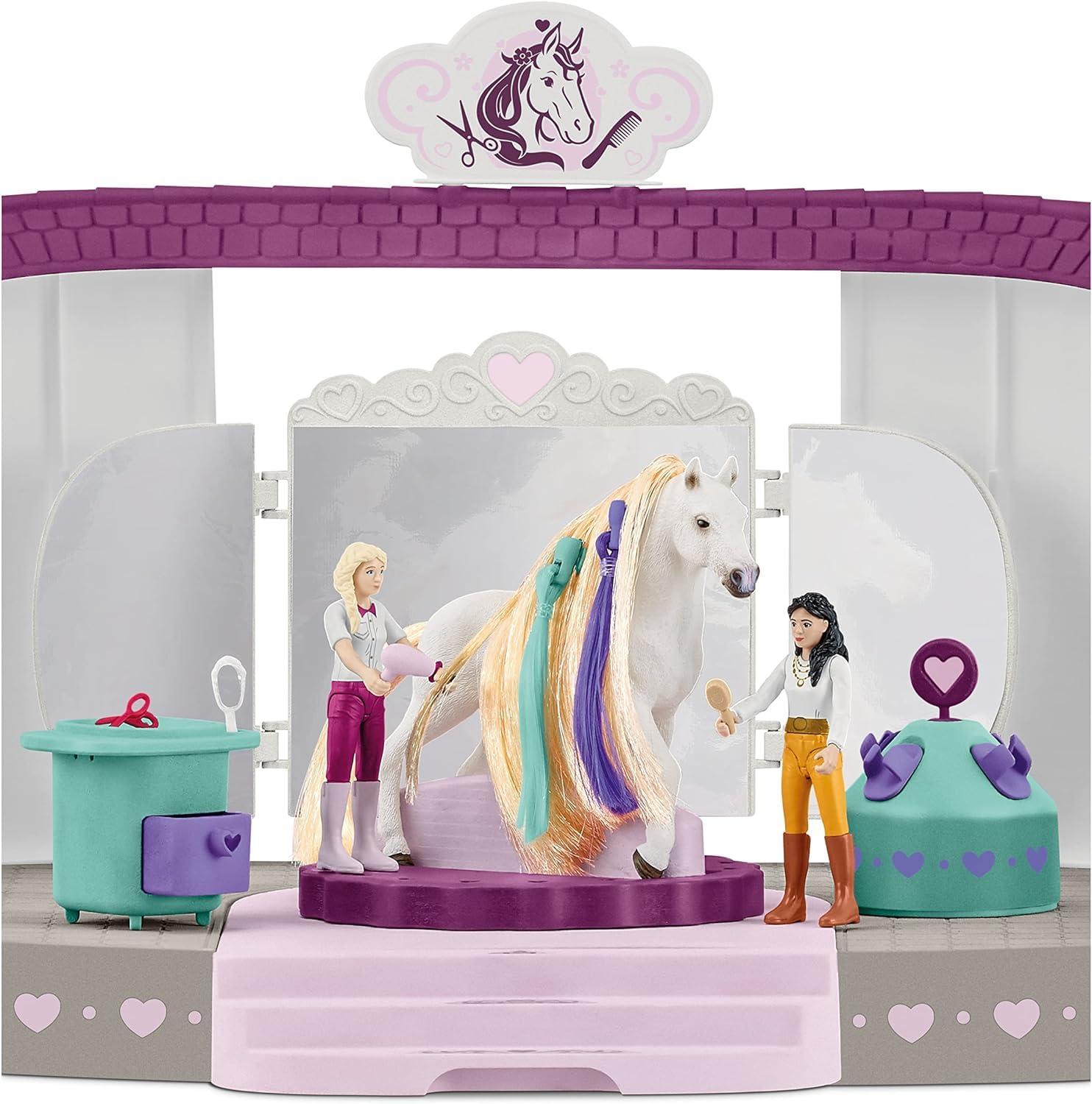 schleich HORSE CLUB 42588 Sofia’s Beauties Hobuste Ilusalong koos Talliga, Harjadega, Tarvikute ja Figuuridega – 99-osaline Mängukomplekt Kammimiseks Mõeldud Lakkadega Hobusega – Hobuste Mänguasi alates 4. eluaastast – pilt 7