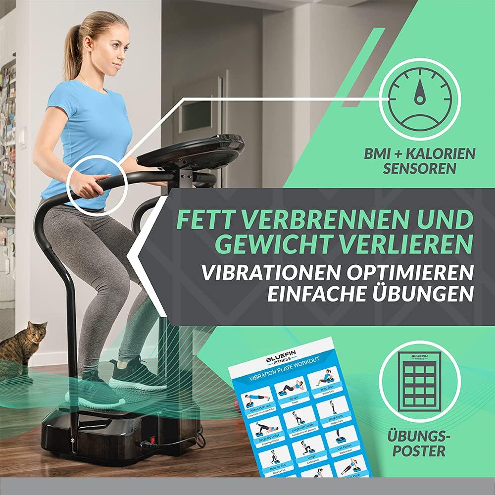 Bluefin Fitness Vibratsiooniplaat Pro Mudel | Parandatud Disain Vaiksete Mootorite ja Sisseehitatud Kõlaritega – pakend ja tarvikud