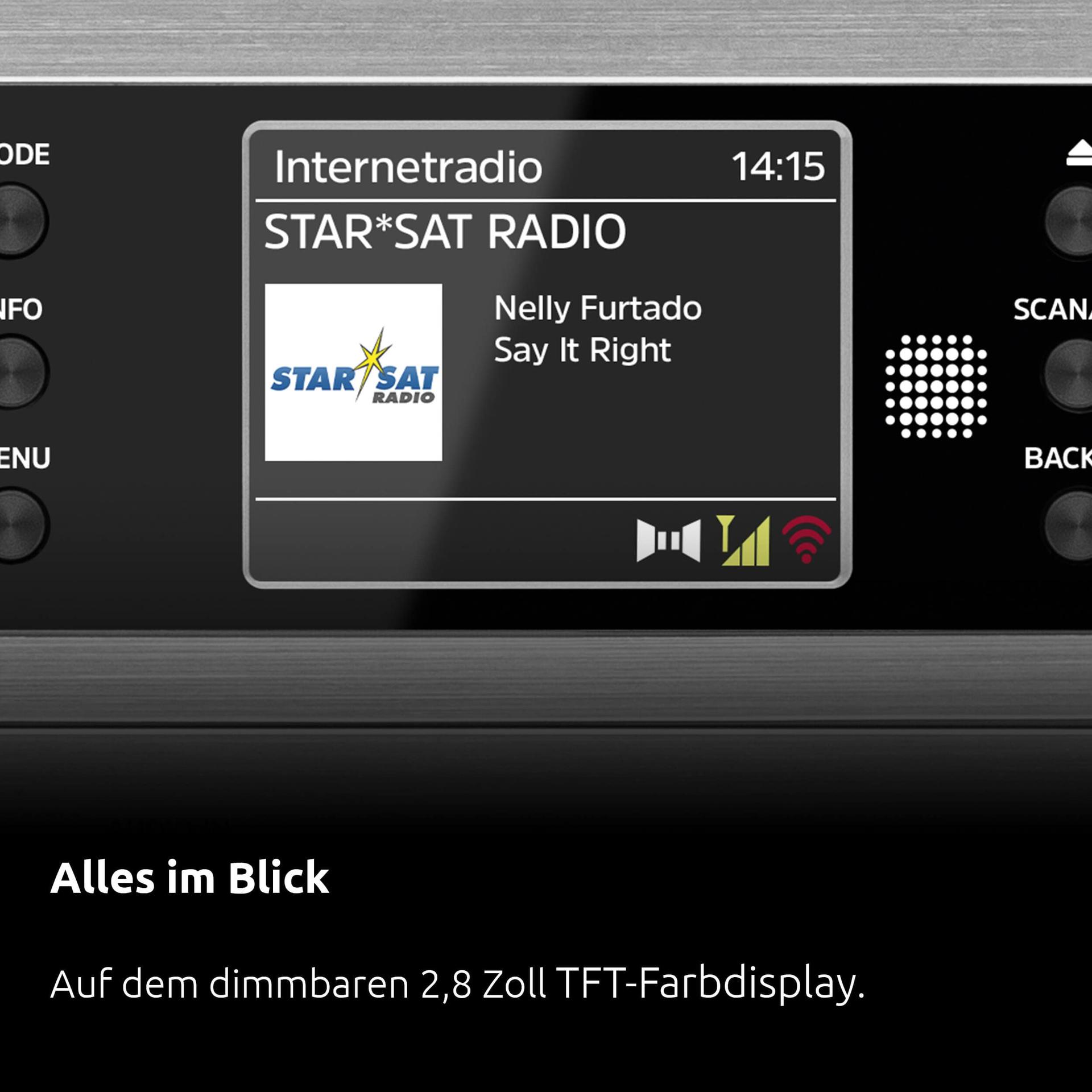 TechniSat VIOLA 710 CD IR – kompaktne Hi-Fi süsteem (Interneti-raadio, DAB+, FM, CD-mängija, Bluetooth, 2x 20W RMS stereokõlarid, kõrvaklapiühendus, äratuskell, unetaimer, kaugjuhtimispult) – pilt 7