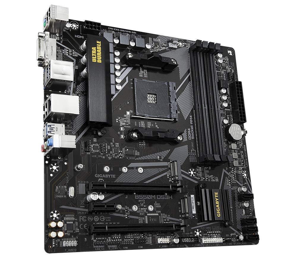 Gigabyte B550M DS3H emaplaat must – pakend ja tarvikud