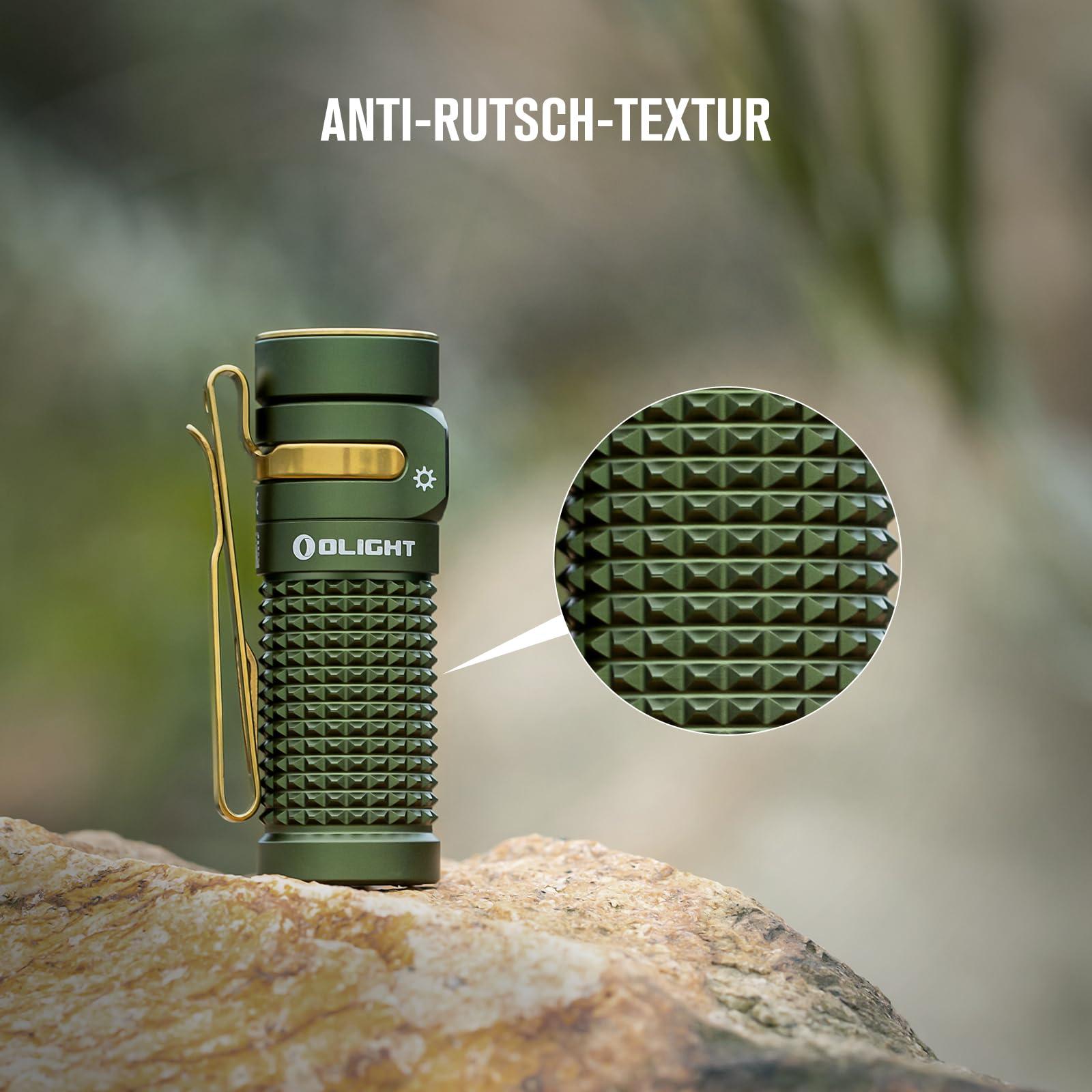 OLIGHT Baton 4 LED taskulamp – väike, kuid võimas, kuni 1300 luumenit, 170 meetrit valgustuskaugust, superere mini käsilamp 6 režiimiga, 30-päevane tööaeg, IPX8 veekindel igapäevaseks kasutamiseks, OD roheline – pilt 7
