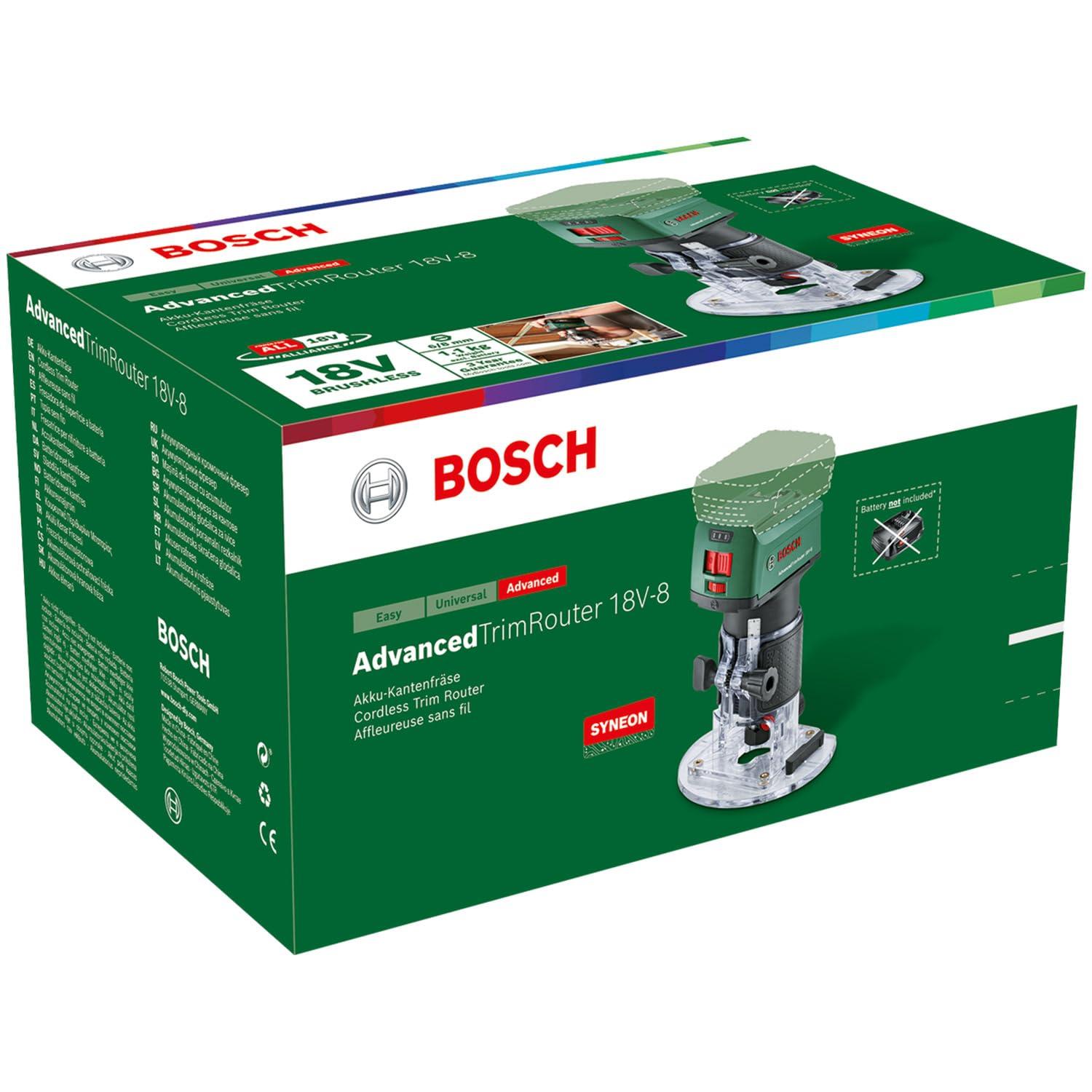 Bosch juhtmeta servafrees AdvancedTrimRouter 18V-8 (ilma akuta, 18V süsteem, harjadeta mootor, karbis), testihinne: väga hea (ajakiri: Selbst ist der Mann) – pilt 6