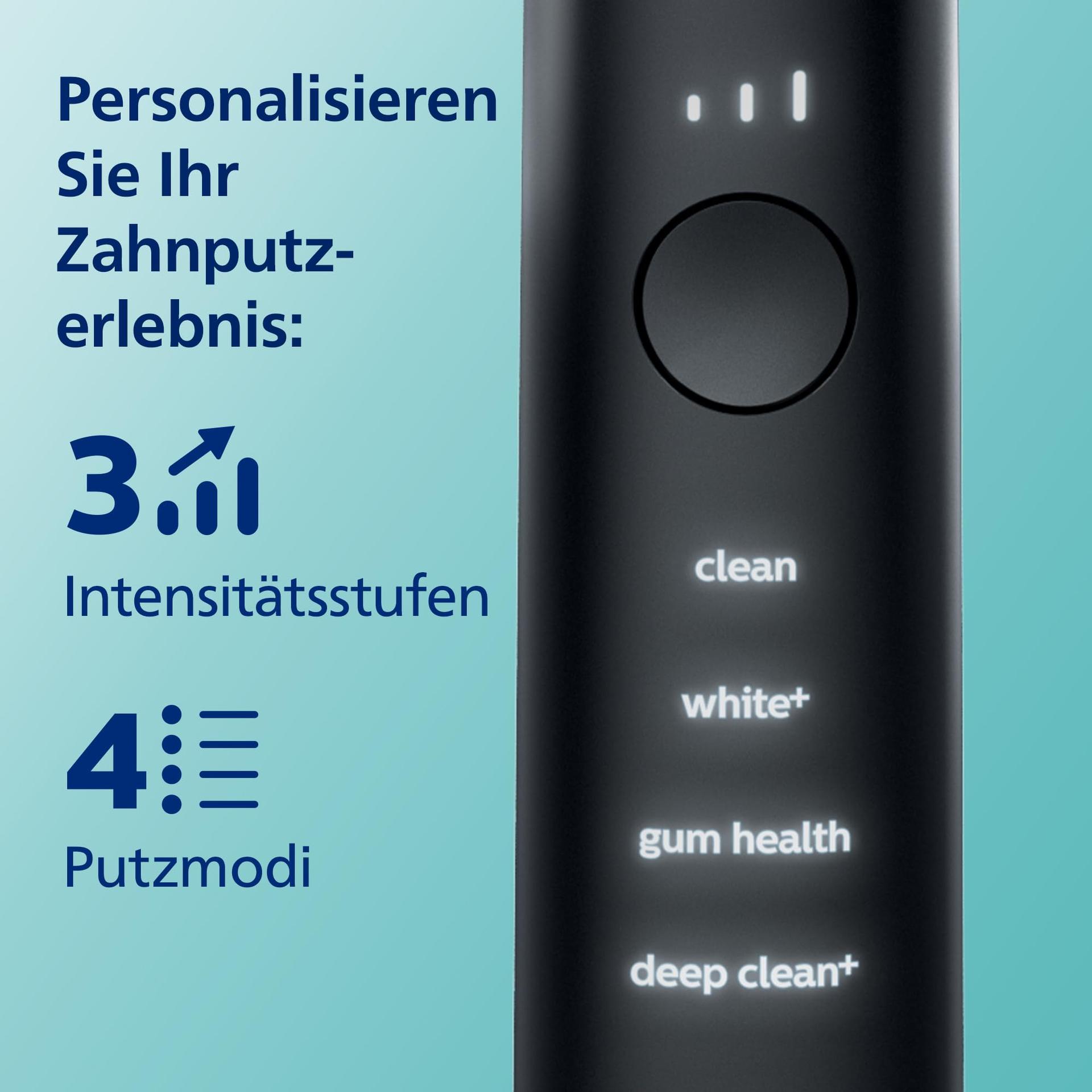 Philips Sonicare DiamondClean 9000 elektriline hambahari, helitehnoloogia, rakendusega, survekontrolliga, 4 harjamisrežiimi, 3 intensiivsust, laadimisklaas, must ja roosakuldne, kahene komplekt, mudel HX9914/57 – pakend ja tarvikud
