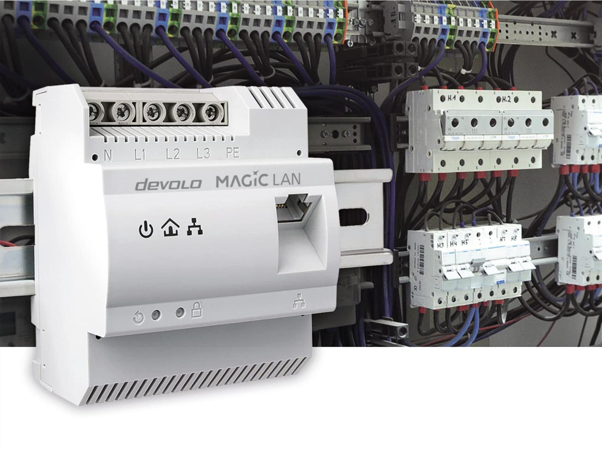 devolo Magic 2 LAN DINrail Powerline Din-liist adapter, kuni 2.400 Mbit/s, Internet jaotuskapist, professionaalne koduvõrk, hall – kasutusnäide
