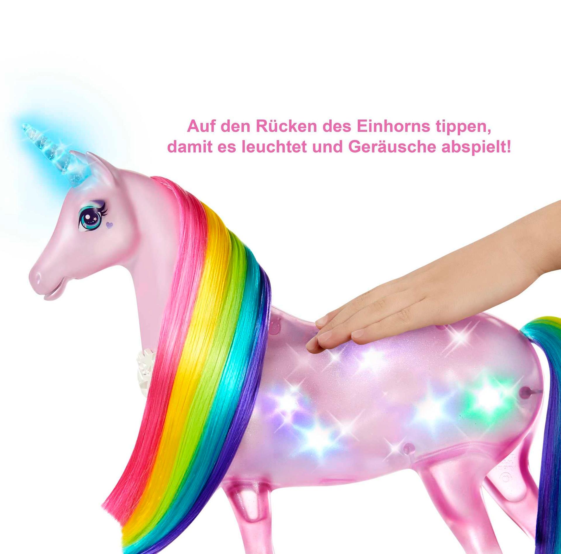 Barbie Dreamtopia Maagilise Võluvalguse Ükssarvik, 25+ valguse ja heliefektiga, koos Barbie-nuku ja ükssarvikuga, kingitus lastele alates 3. eluaastast, GWM78 – lisavaade