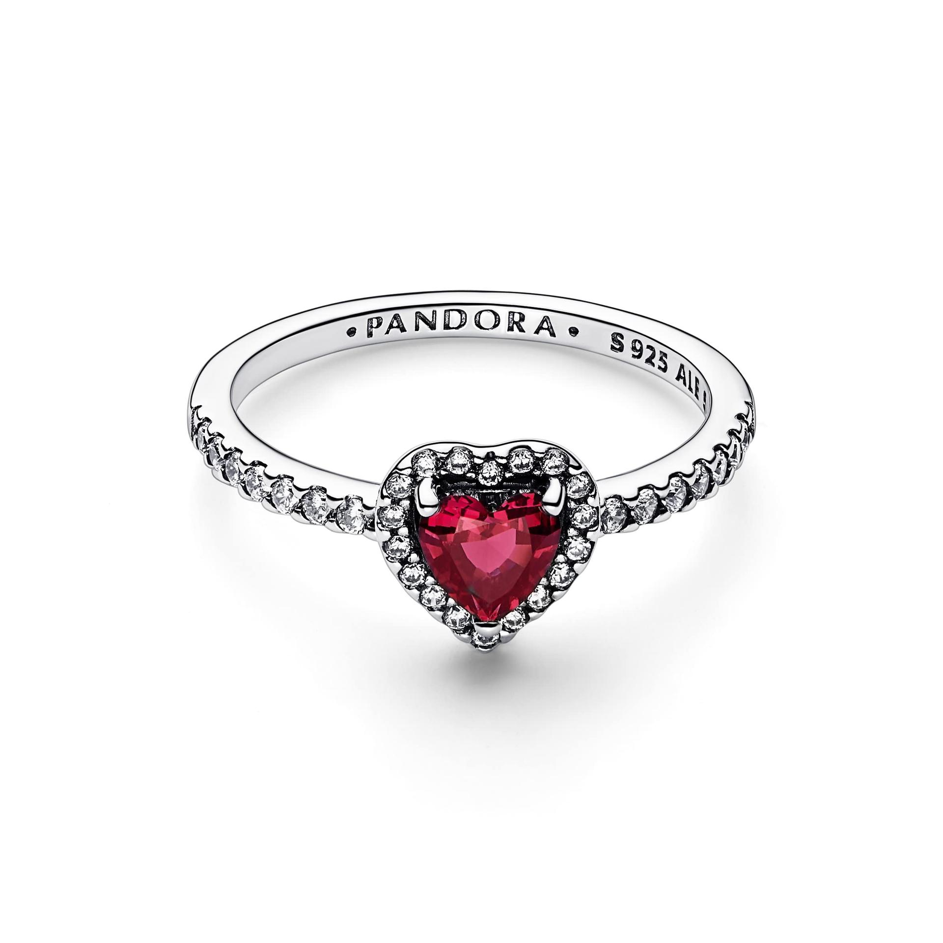 PANDORA Väljendusrikas Punane Südamering 925 Hõbedast Tsirkooniga, Hõbe-Punane, PANDORA Timeless Kollektsioon, Suurus 52, 198421C02-52 – detailne vaade
