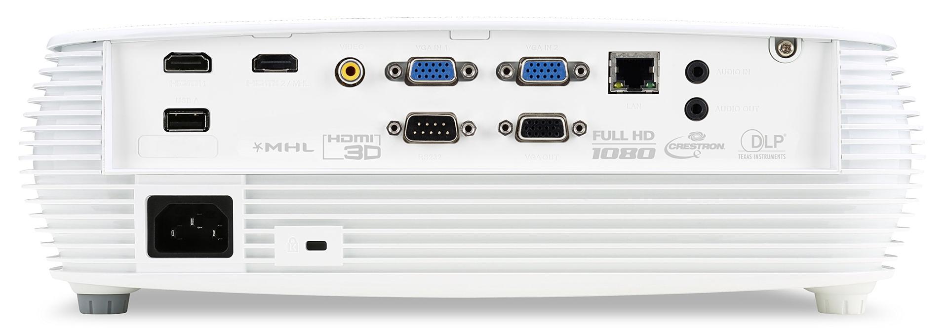 Acer P5535 DLP projektor (Full HD 1920 x 1080 pikslit, 4500 ANSI luumenit, 20 000:1 kontrastsuhe, 3D, Keystone, 16 W kõlar, HDMI (HDCP), HDMI (MHL ja HDCP)) valge, ärikasutus / haridus – lisavaade