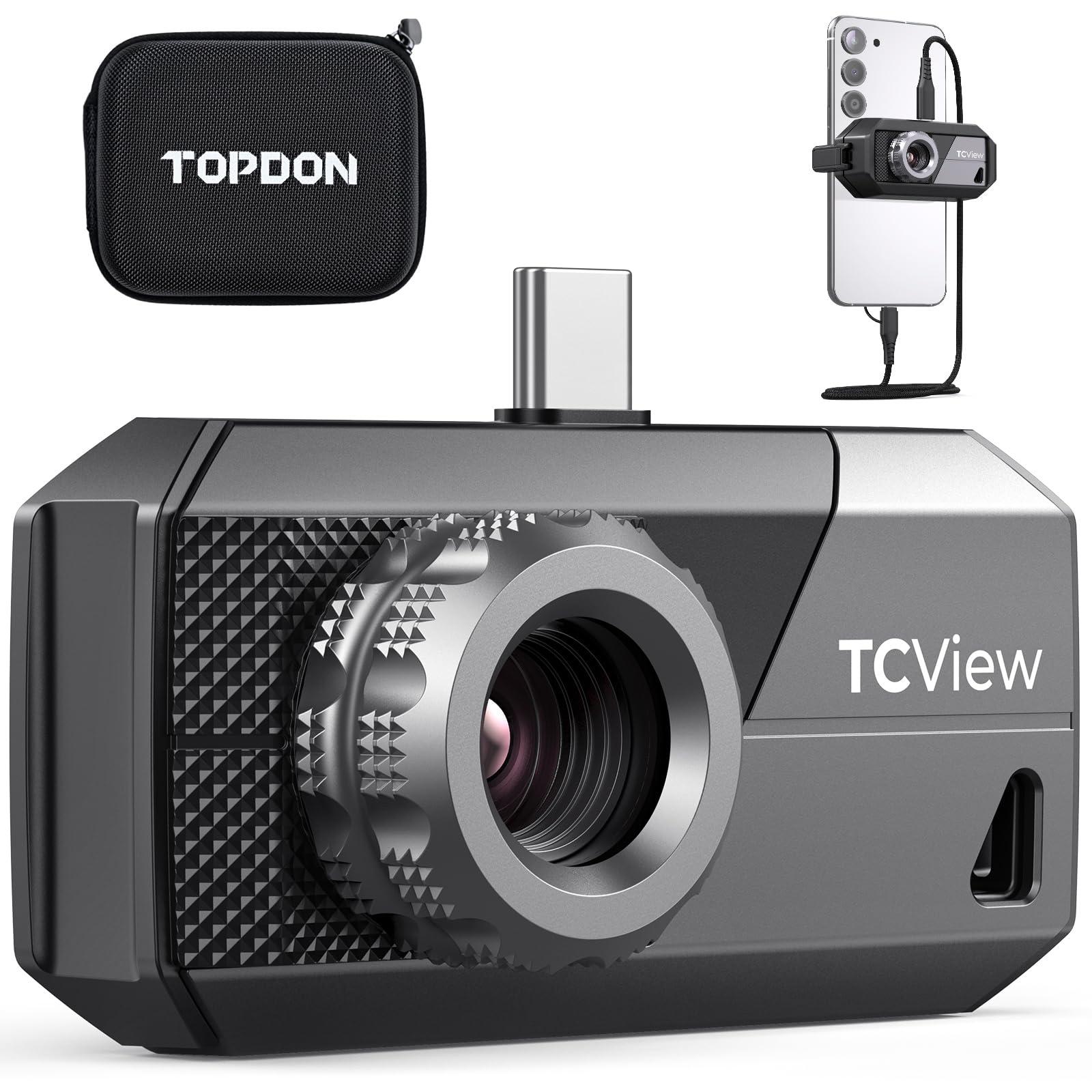 TOPDON TS001 soojuskaamera Androidile, 9 mm reguleeritava objektiiviga, vaatluskaugus 0,1 kuni 500 m, 512 x 384 IR-eraldusvõimega, käsitsi fokuseeritav soojuskaamera trükkplaatide, õueskasutuse ja jahi jaoks
