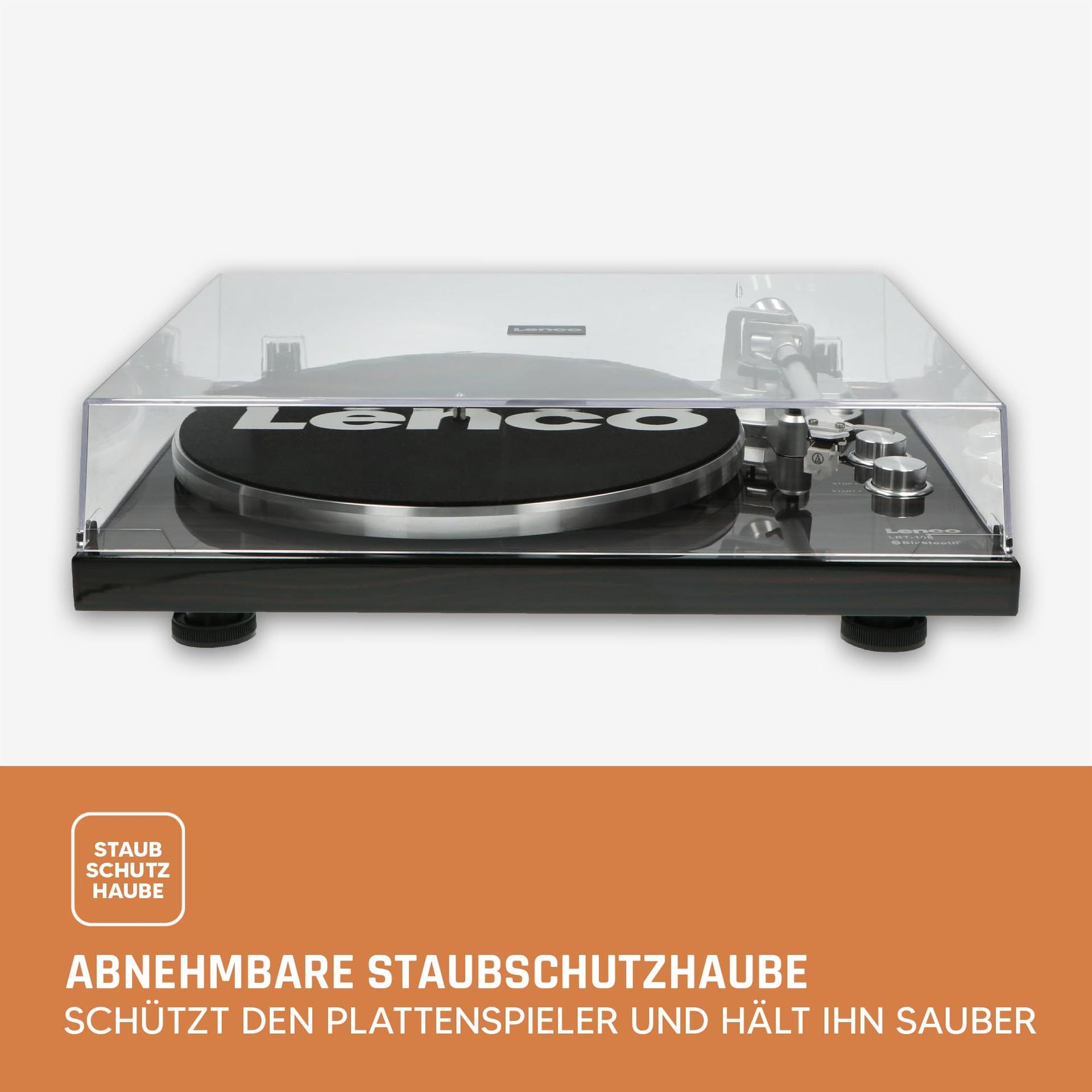 Lenco LBT-188 Plaadimängija – Bluetooth-plaadimängija – Rihmülekanne – 2 kiirust 33 ja 45 p/min – Anti-Skating – Vinüülplaatide digitaliseerimine MP3-ks – Tumepruun, LBT-188 WA, Pähkel – pilt 7
