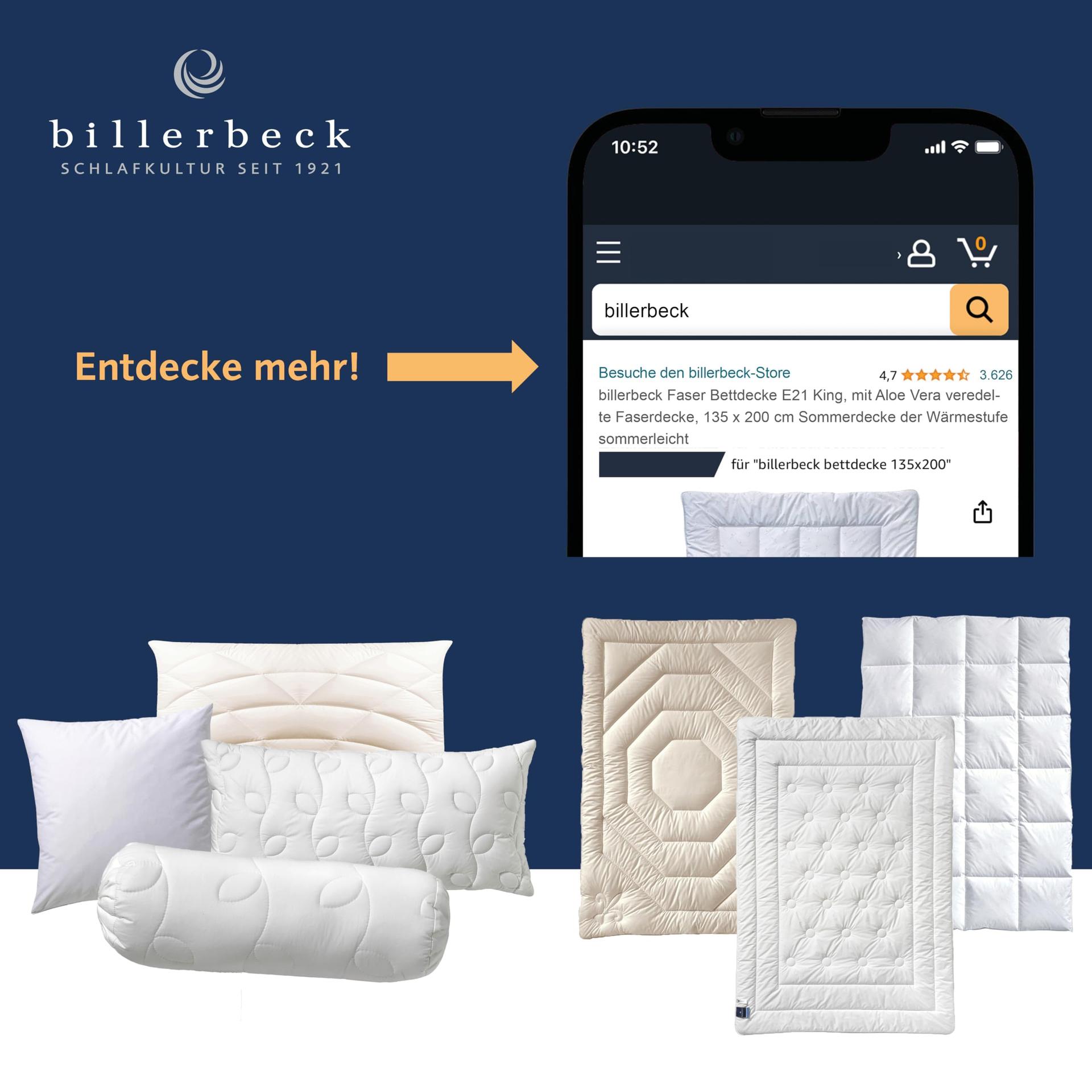 billerbeck Faser tekk E21 King – Aloe Vera viimistlusega kiudtekk – 135 x 200 cm aastaringne tekk, keskmine soojusaste, valge – pilt 7