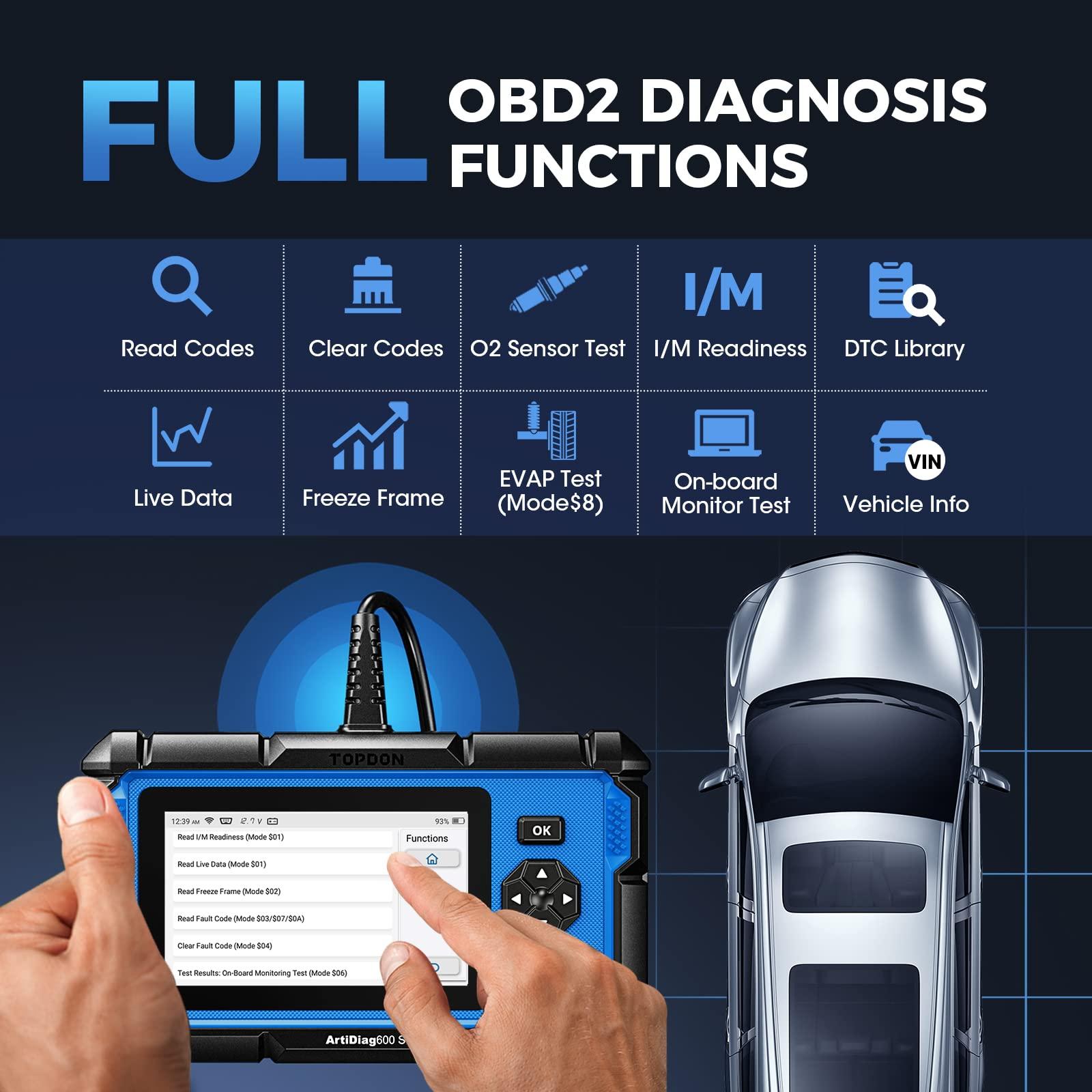TOPDON AD600S OBD2 diagnostikaseade auto jaoks – 4 süsteemi diagnostika (ABS, SRS, mootor ja käigukast), 9 hooldusfunktsiooni (õli, BMS, ABS, DPF, TPMS, SAS, pidurite lähtestamine, drosselklapi kohandamine, pihusti kodeerimine) – pilt 6