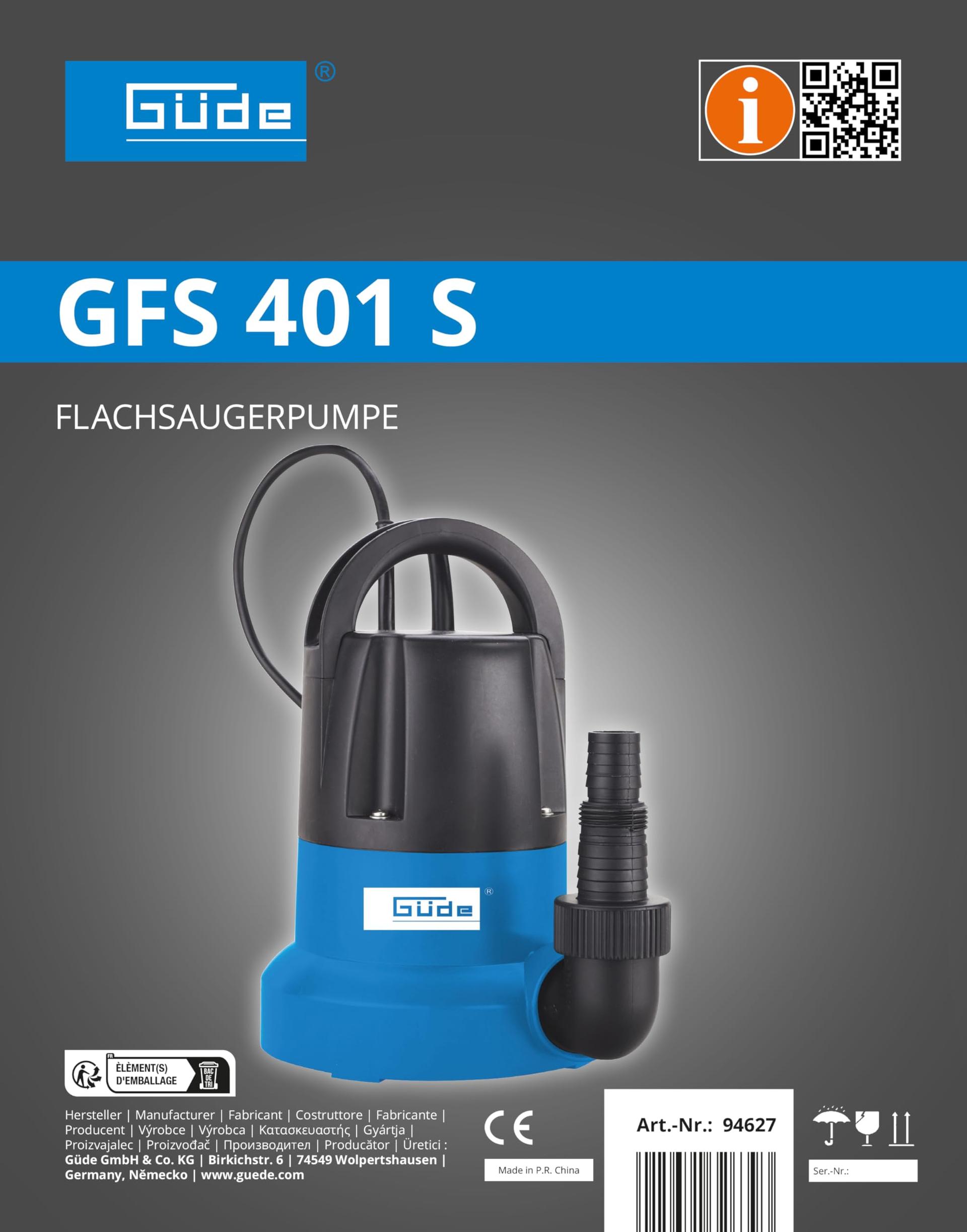 Güde lamedaimupump GFS 401 S (400 W, voolumaht 7000 l/h, maksimaalne tõstekõrgus 8 m, maksimaalne imemiskõrgus 7 m, Noryl-tööratas, roostevabast terasest võll, termokaitse, 10 m toitekaabel, minimaalne käivituskõrgus 30 mm) – pilt 7