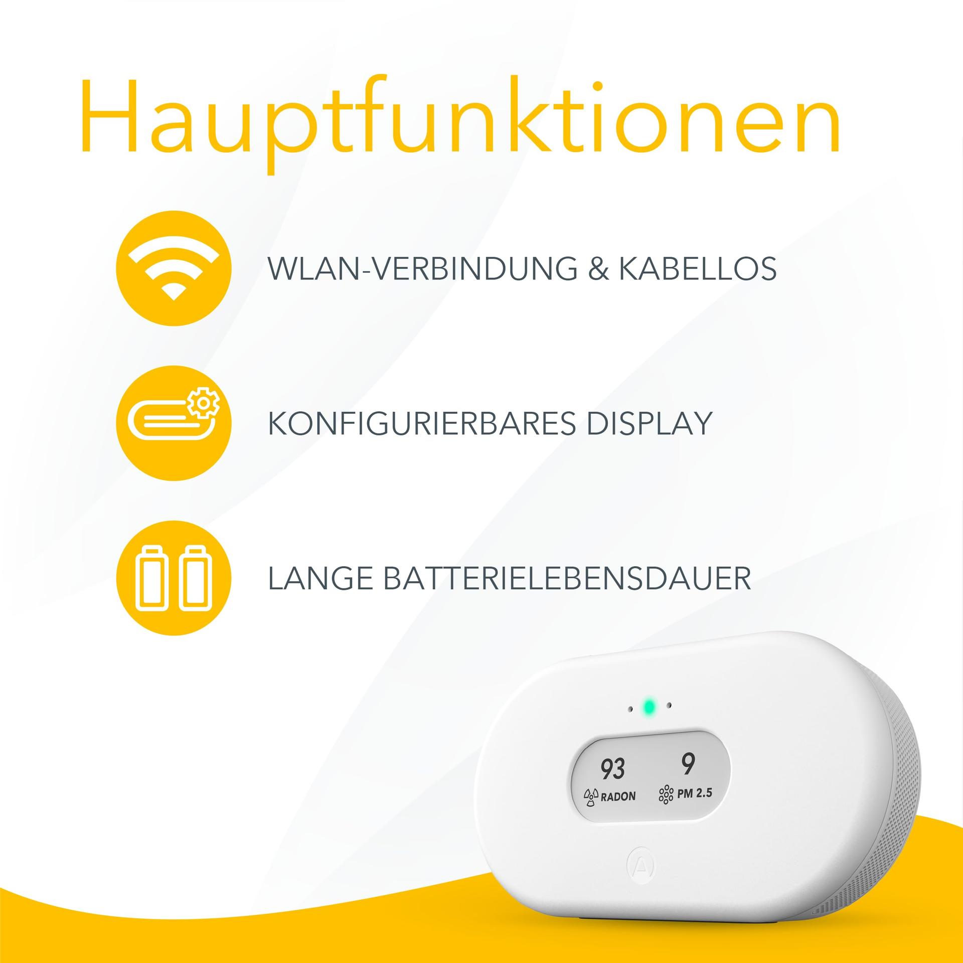 Airthings 2960 View Plus – nutikas radoni ja õhukvaliteedi mõõteseade (peenosakesed, radon, CO2, VOC, õhuniiskus, temperatuur) – kasutusnäide