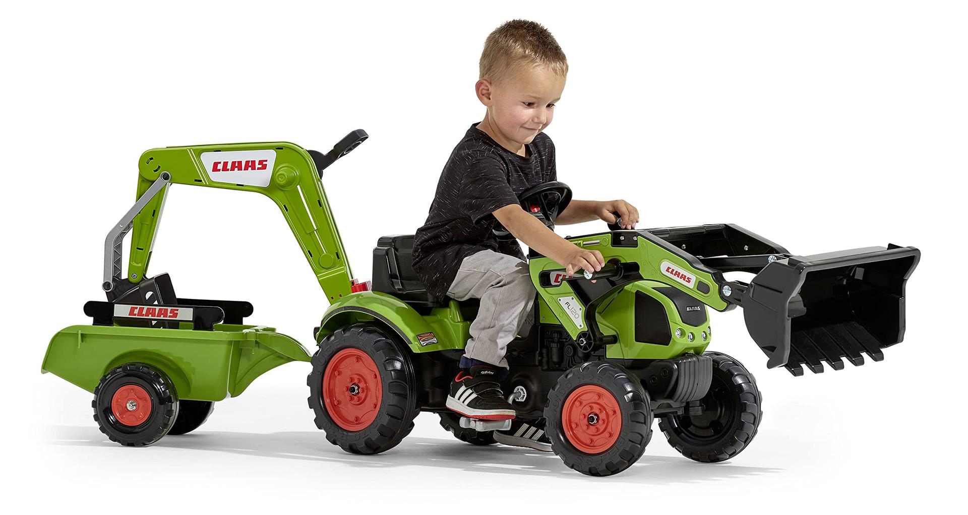 Falk – 2040N – Õuemänguasi – Baggerlader Claas Arion 410 + Haagis + Kopp – detailne vaade