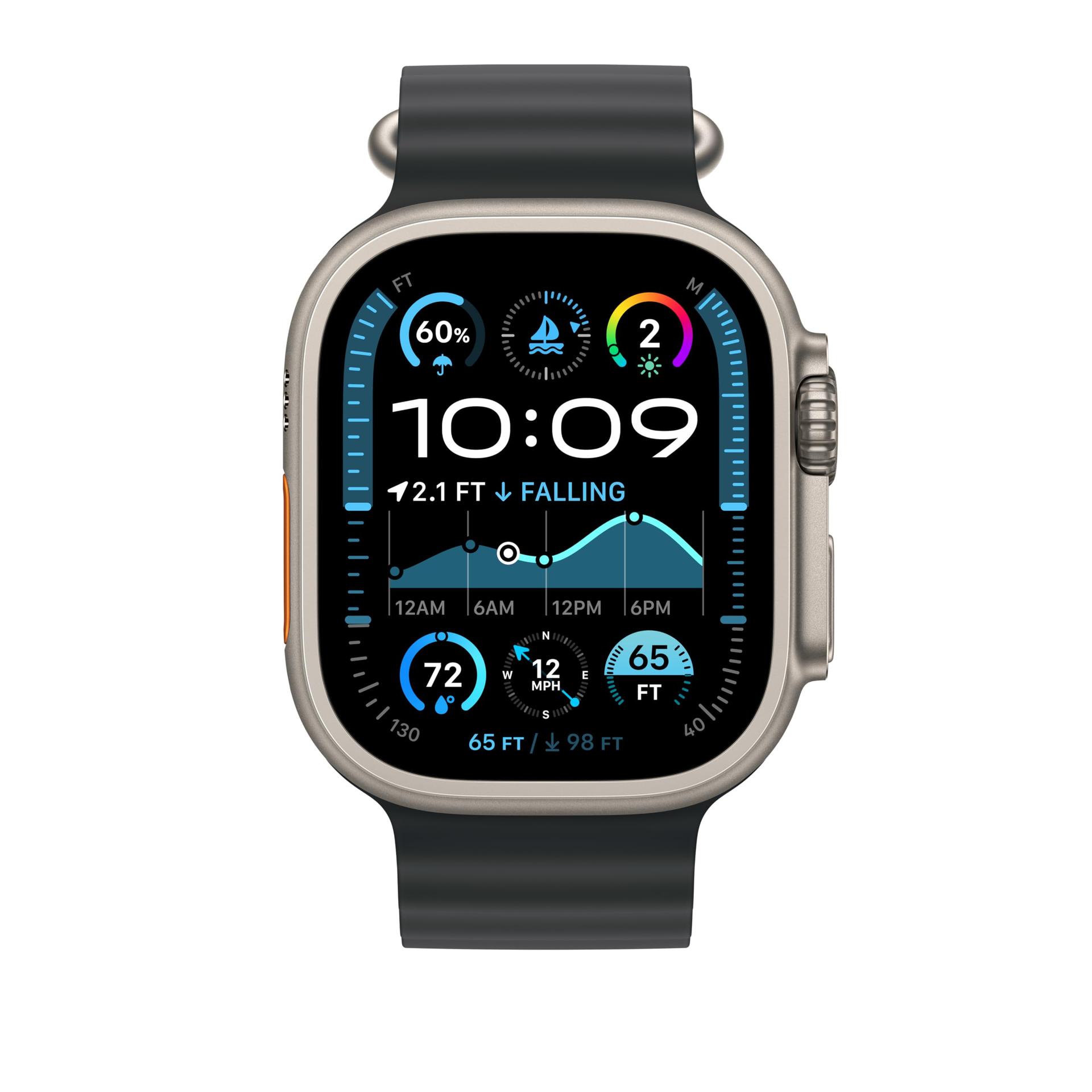 Apple Watch rihm – Ocean Band – 49 mm – Must – Üks suurus – pakend ja tarvikud