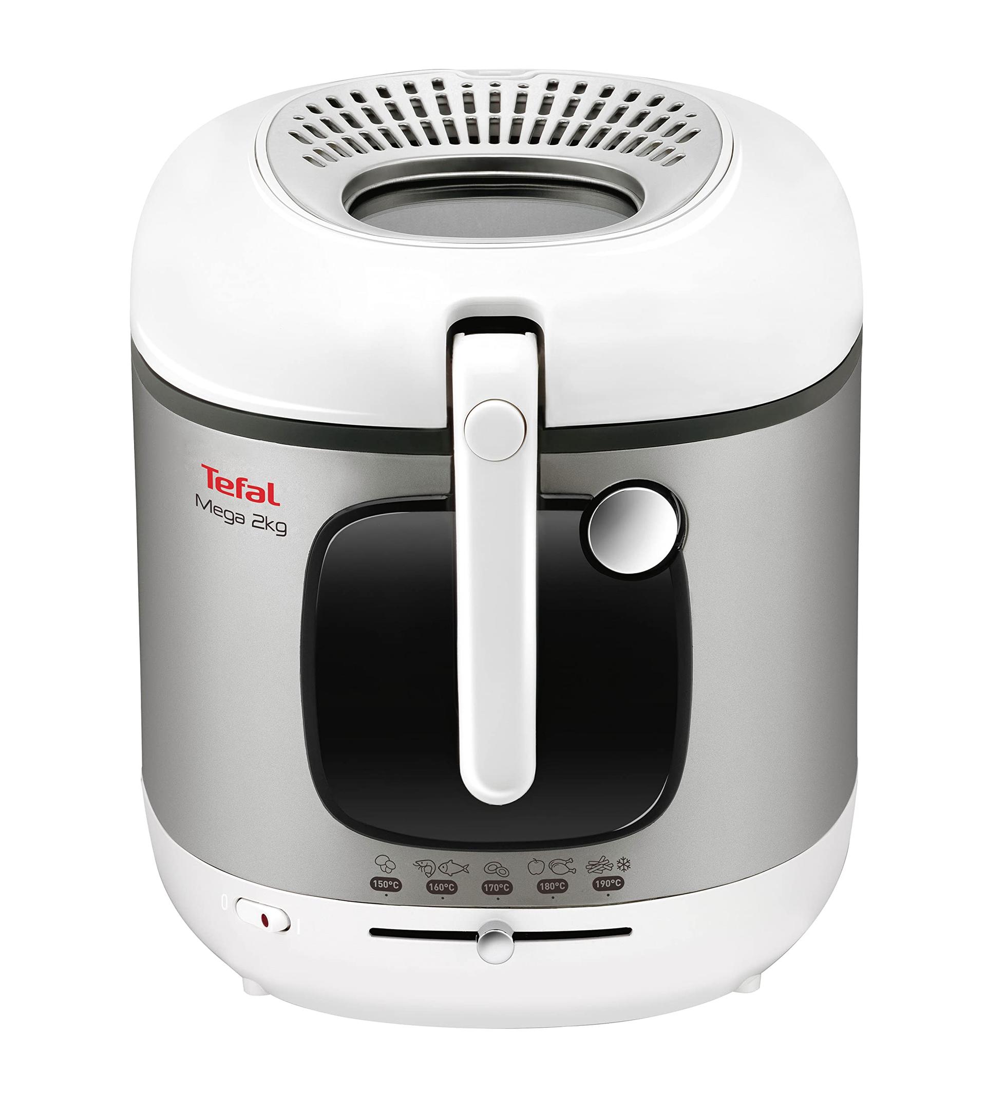 Tefal Mega 2 kg Elektriline Fritüür, 3,3 L õlikogus, lõhnade vastane filter, nõudepesumasinas pestavad osad, vaateluuk, reguleeritav termostaat, valge, roostevaba teras, FR4800